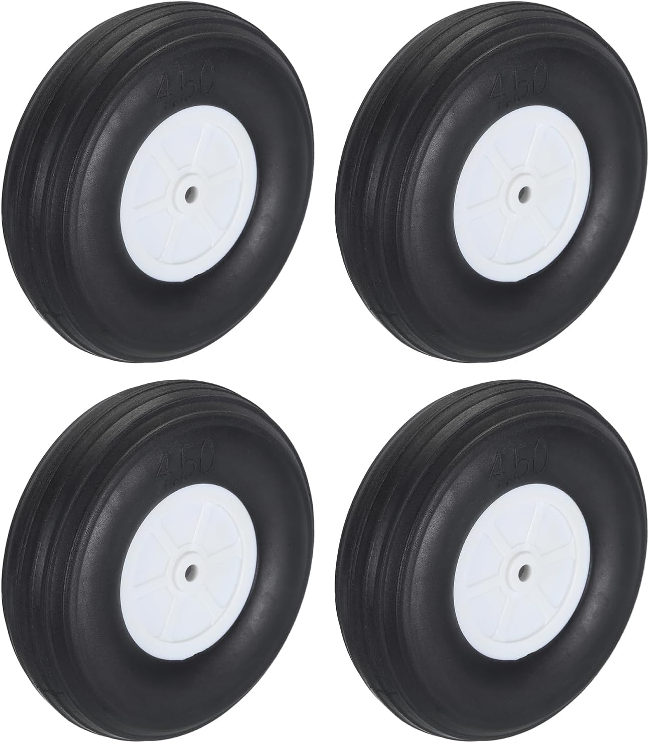 MECCANIXITY RC Airplane Wheels 4.53" OD RC Airplane,Aircraft PU Sponge Wheels,Tire Tail Wheel RC Aircraft Foam Wheel Replacement for DIY RC Model Plane Aircraft Pack of 4