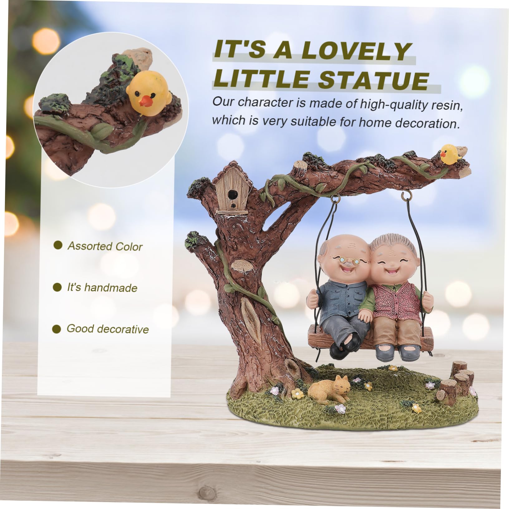 OUNONA Handgefertigtes Harzornament für Ehepaar Desktop Dekoration und Heimschmuck als Hochzeits oder Jubiläumsgeschenk Zufällige Farbe