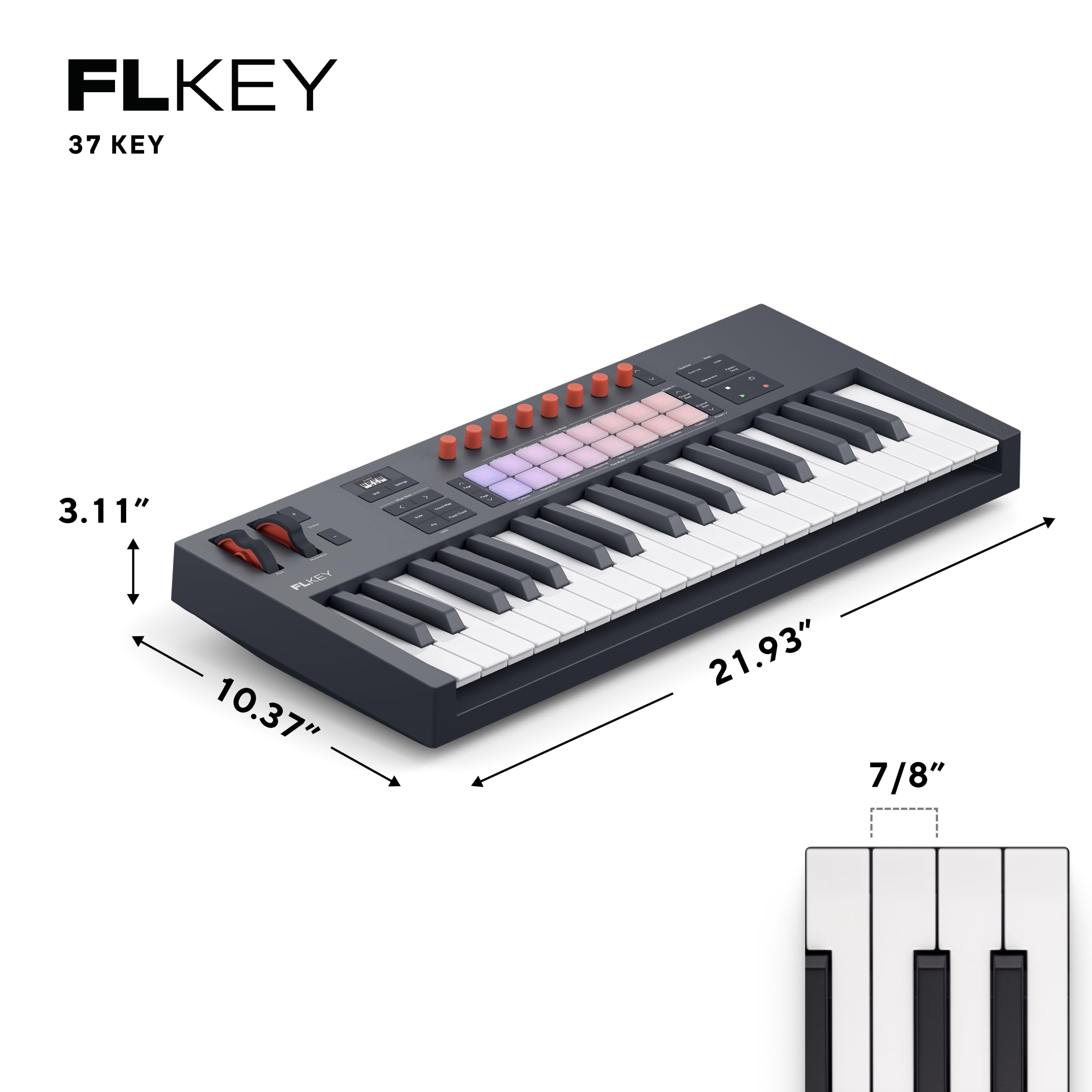 Novation FLkey 2 37 — Controller MIDI a tastiera per FL Studio. Crea ritmi con tasti full size, USB, rotelle di pitch e modulazione, 16 pad, arpeggiatore e sei mesi di FL Studio