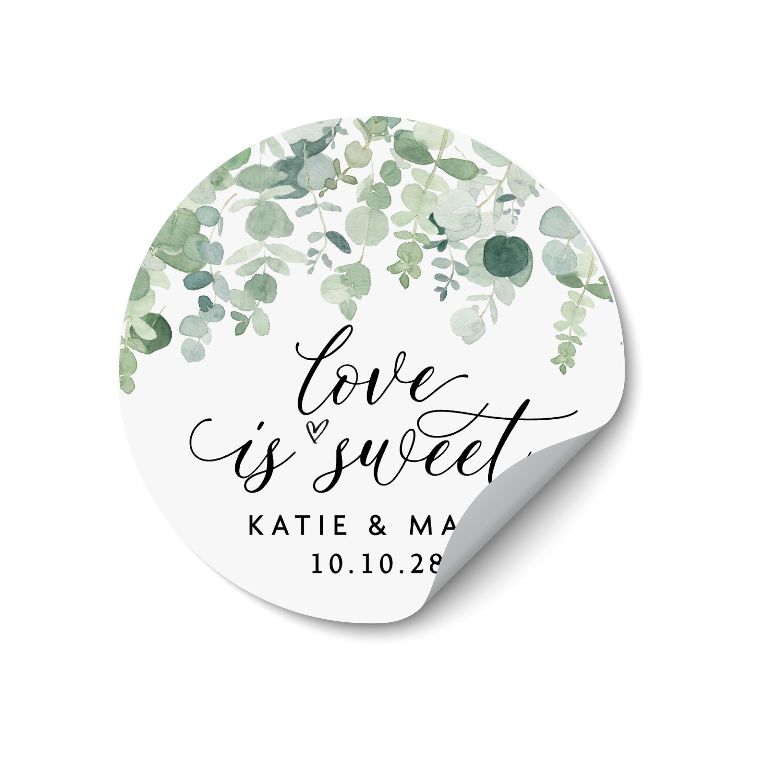 Personalised Love is Sweet Wedding Favour Stickers Custom Name Thank You Labels, Clear Sweet Jar Stickers, Wedding Favour Seals for Sweet Bags, Candy Jars, Gifts & Packaging - WC10