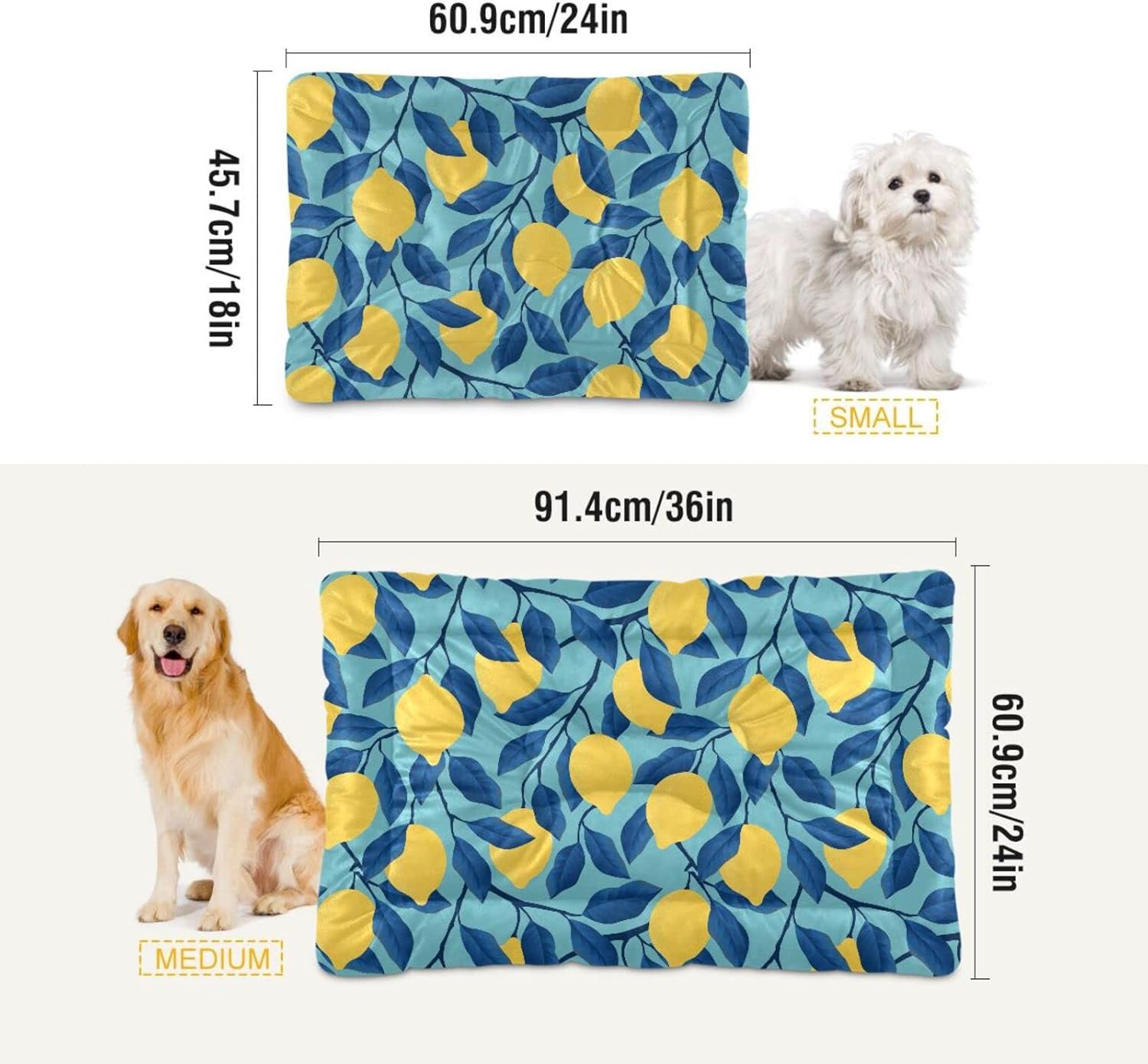 review Ultra Soft Pet Bed Washable Dog Bed Crate Mat for Dogs Fleece Dog Crate Kennel Pad Cat Pet Bed Liner 36x24in Tropical Fruit Yellow Lemon