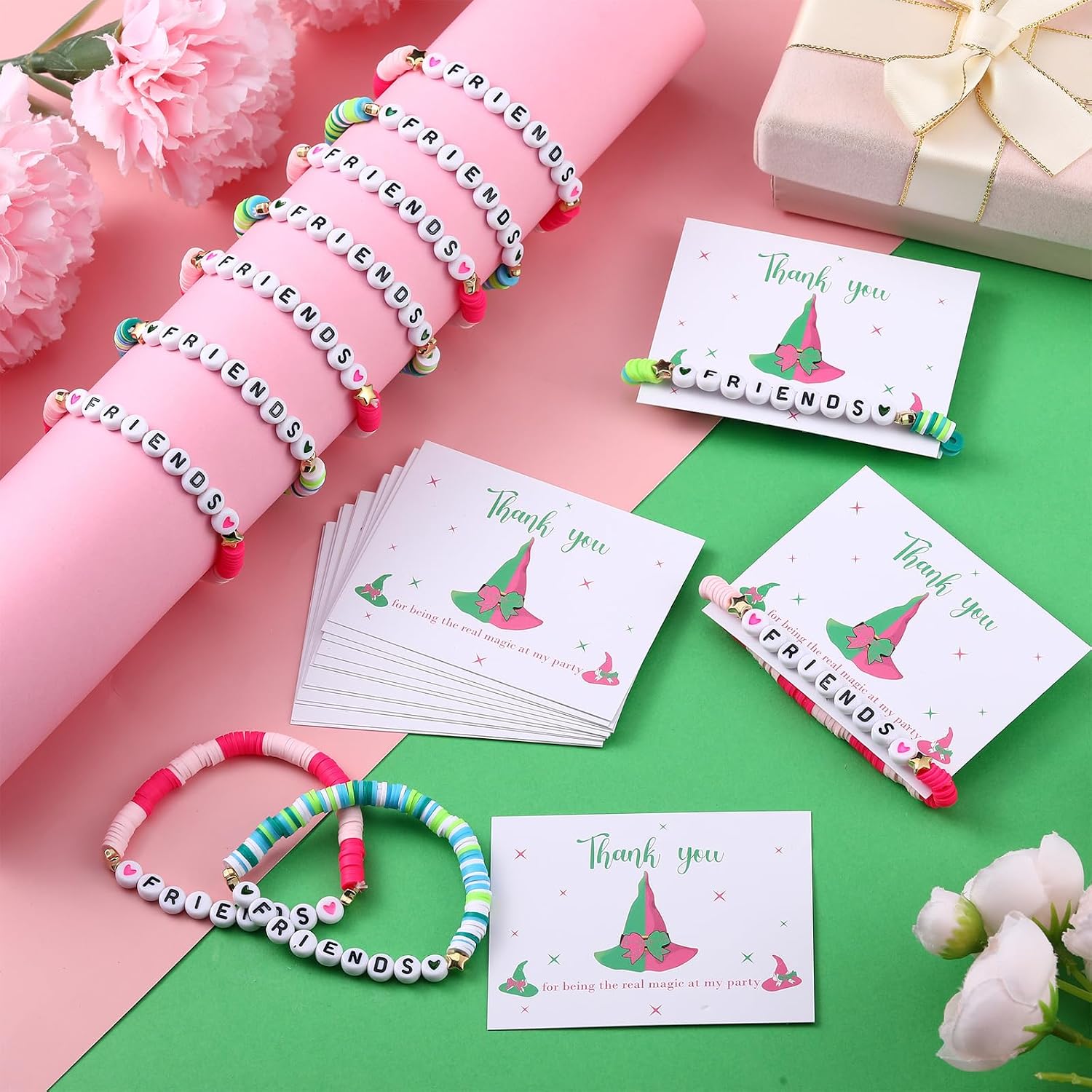 Kenning 24 Sets Witch Party Favors Friendship Matching Bracelets with Cards