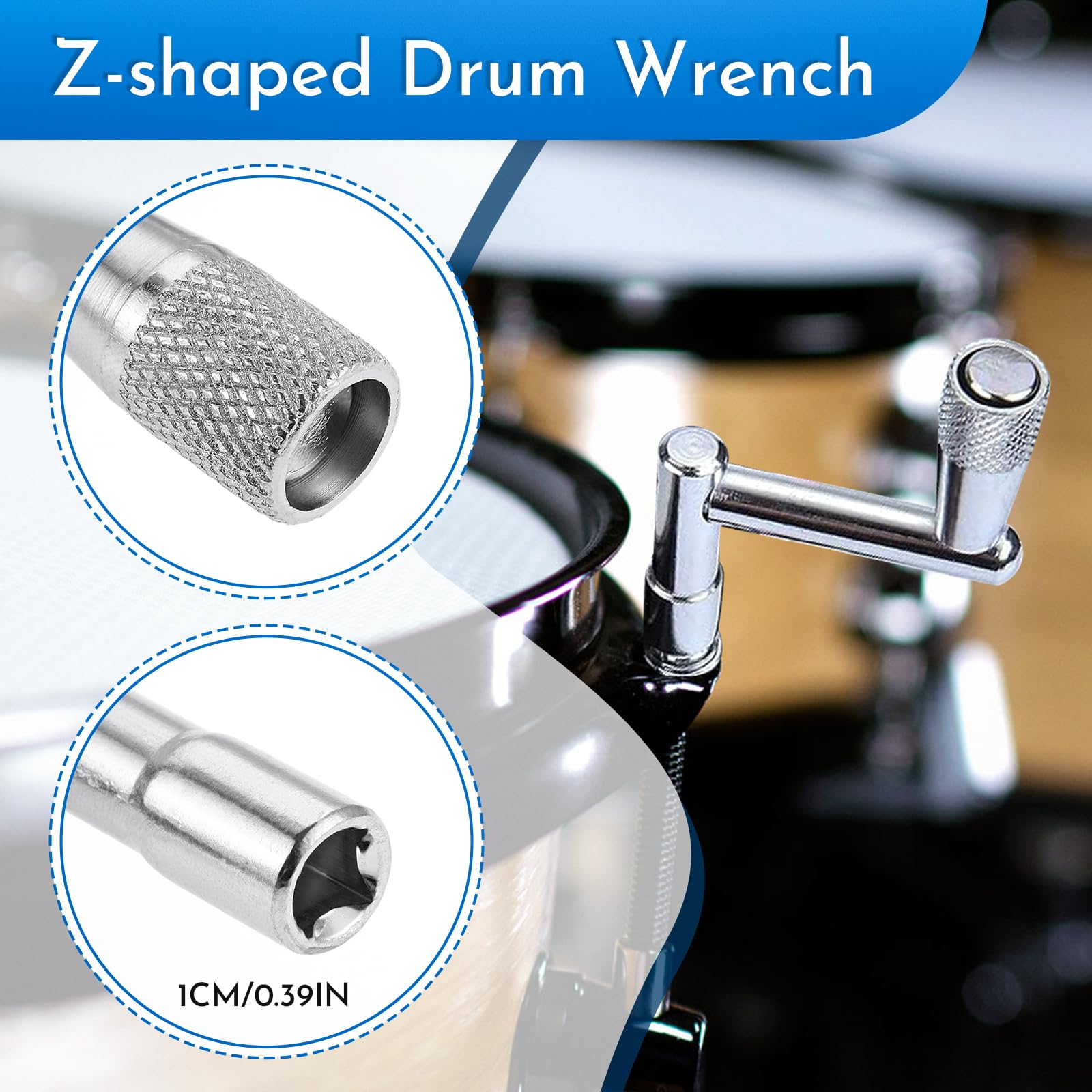 DRELD Drum Tuning Key Drill Bit Set & Percussion Tuner Wrench - 5Pcs Drum Key Tool for Acoustic/Electronic Drums - Image 4