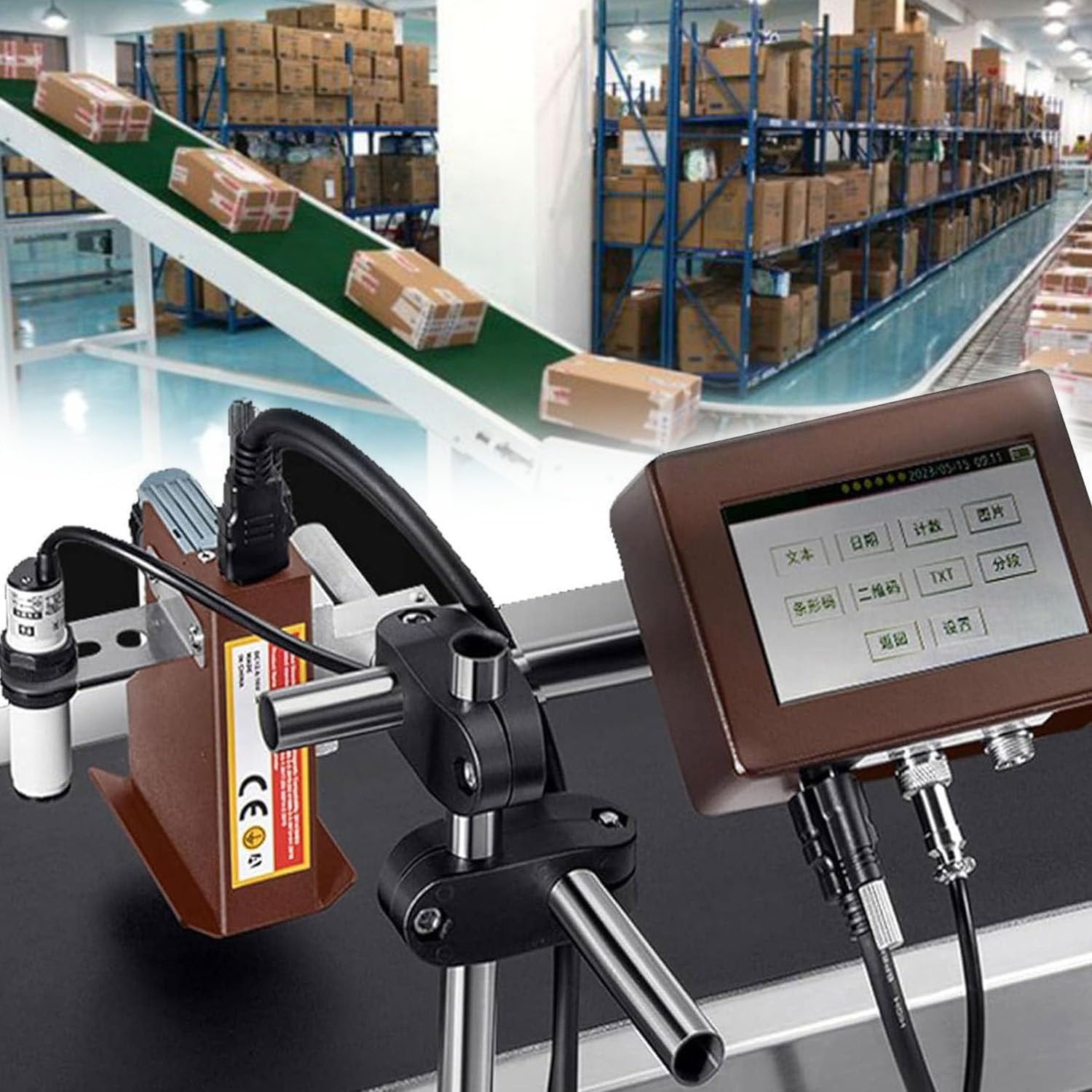 Oiyeknrd Date Inkjet Coder,Date Coding Machine,Industrial Inkjet Printer,Automatic Coding and Marking Equipment,For Barcode/Batch Number/Label/Image/Date Printer 12.7mm