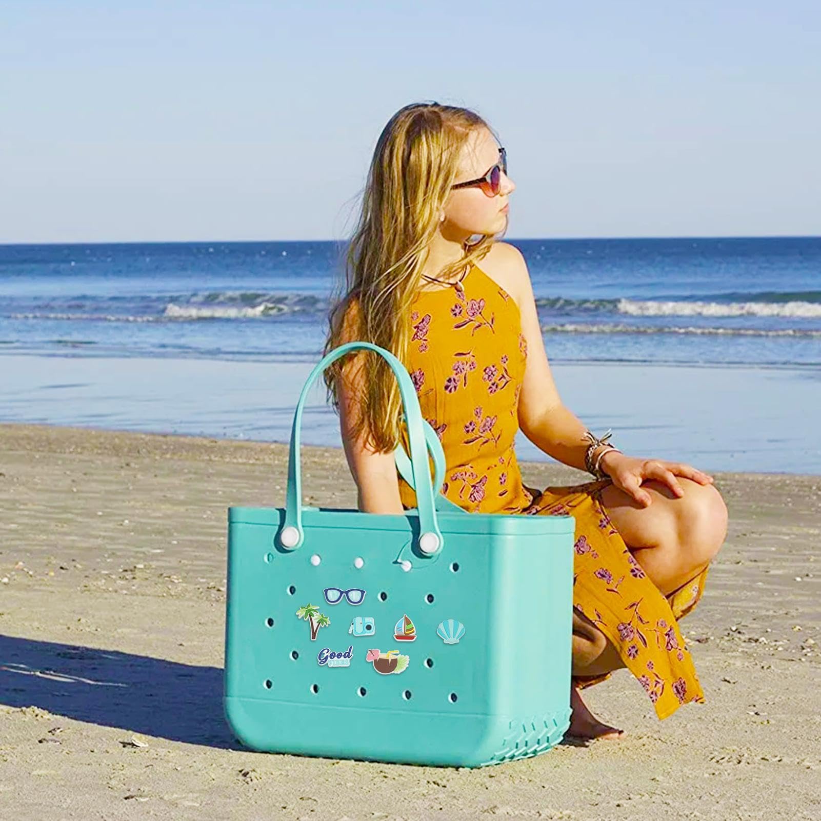 Adorno Para Bolsa Bogg | Accesorios Para Bolsas De Playa De Goma | Totes Inserciones Charm Beach Charm Accesorios | Favores De Fiesta En La Playa | Lindos Accesorios De Decoración De Bolsos De Playa