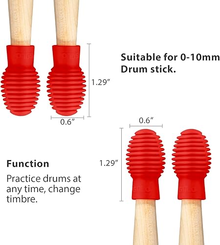 Miniatura 9 de 4 piezas de amortiguador de tambor silencioso, de silicona, para práctica silenciosa, accesorio de percusión, repuesto para instrumentos musicales