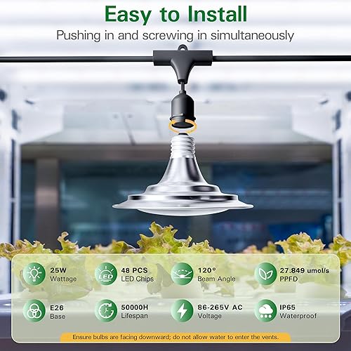 Miniatura 7 de Luces de cultivo al aire libre para invernadero, luces de cultivo de invernadero de espectro completo para plantas al aire libre, cadena impermeable