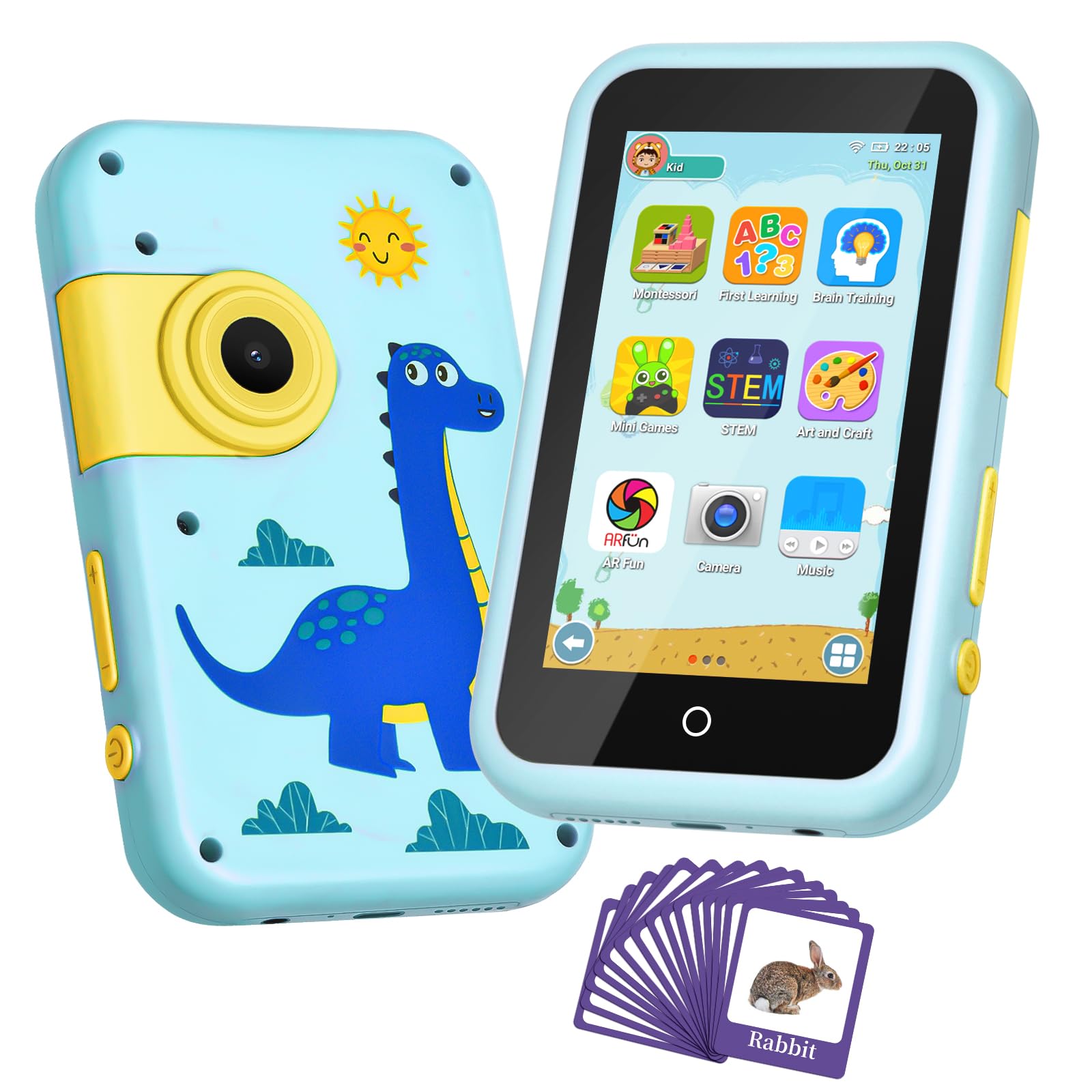 Kids Smart Phone Toys with 4" Touchscreen, Dual Camera & AR STEM Alphabet Learning, WiFi Play Phone for Boys & Girls 3-10, Music Puzzle-Games Toddler Cell Phone Toy, Ideal Christmas & Birthday Gift