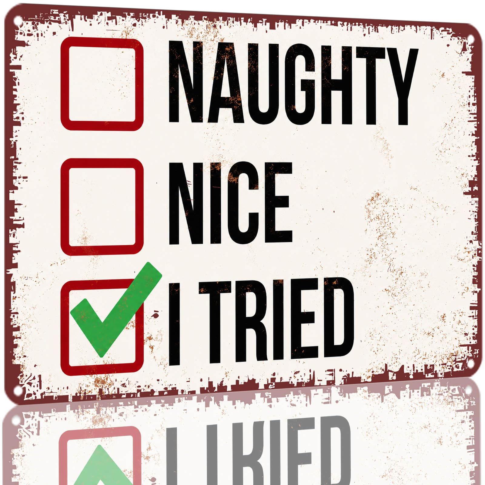 Kwqdozf As Pic Vintage Funny Christmas Checklist Metal Tin Sign 8X12 Inch Aluminum Wall De