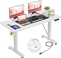 Vista 11 de farexon Escritorio Eléctrico de Pie de 55 x 24 con Altura Ajustable con Estación de Carga, Escritorio de Pie con Ruedas, Tomacorrientes, Alfombrilla