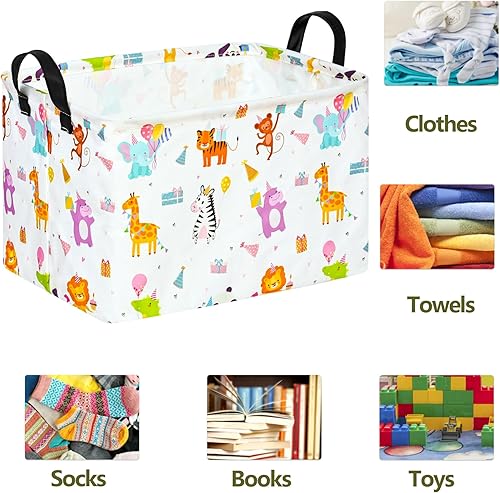 Miniatura 2 de ACMUUNI REC - Cesta de ropa de lona con asas, organizador de almacenamiento de algodón impermeable, perfecto para niños y niñas, habitación de