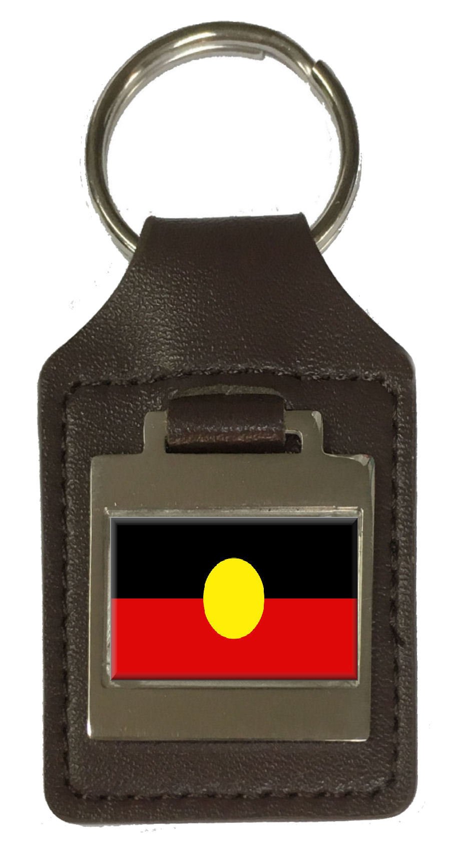 Porte-clés en cuir gravé drapeau des Aborigènes de haute qualité - 5