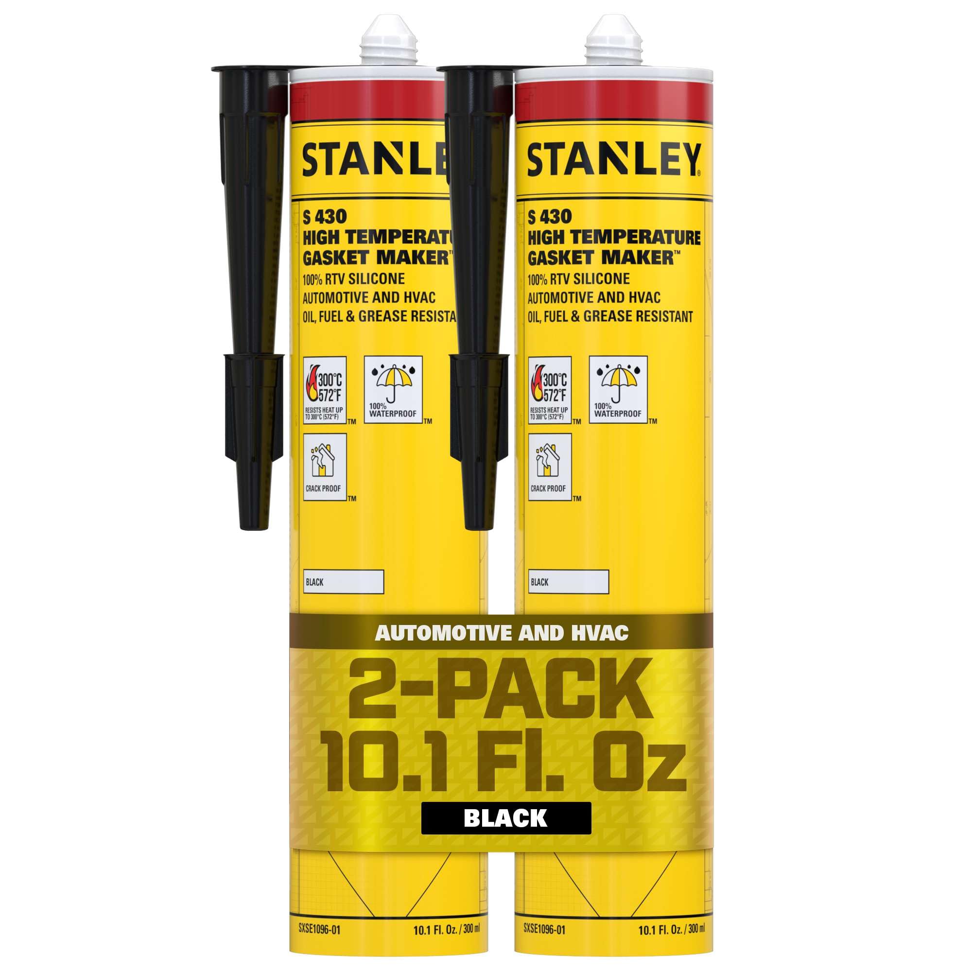 Stanley S430 High-Temp RTV Silicone Gasket Maker - Oil, Vibration and Heat Resistant Black Silicone Sealant for Automotive Valve Covers and Engine