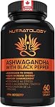 Nutratology® Organic Ashwagandha | La résistance au stress augmente au Canada & Soutient l'amélioration de la mémoire - Poivre noir/W pour l'absorption accrue 650MG Ashwagandha Par Capsule - 60 Capsules