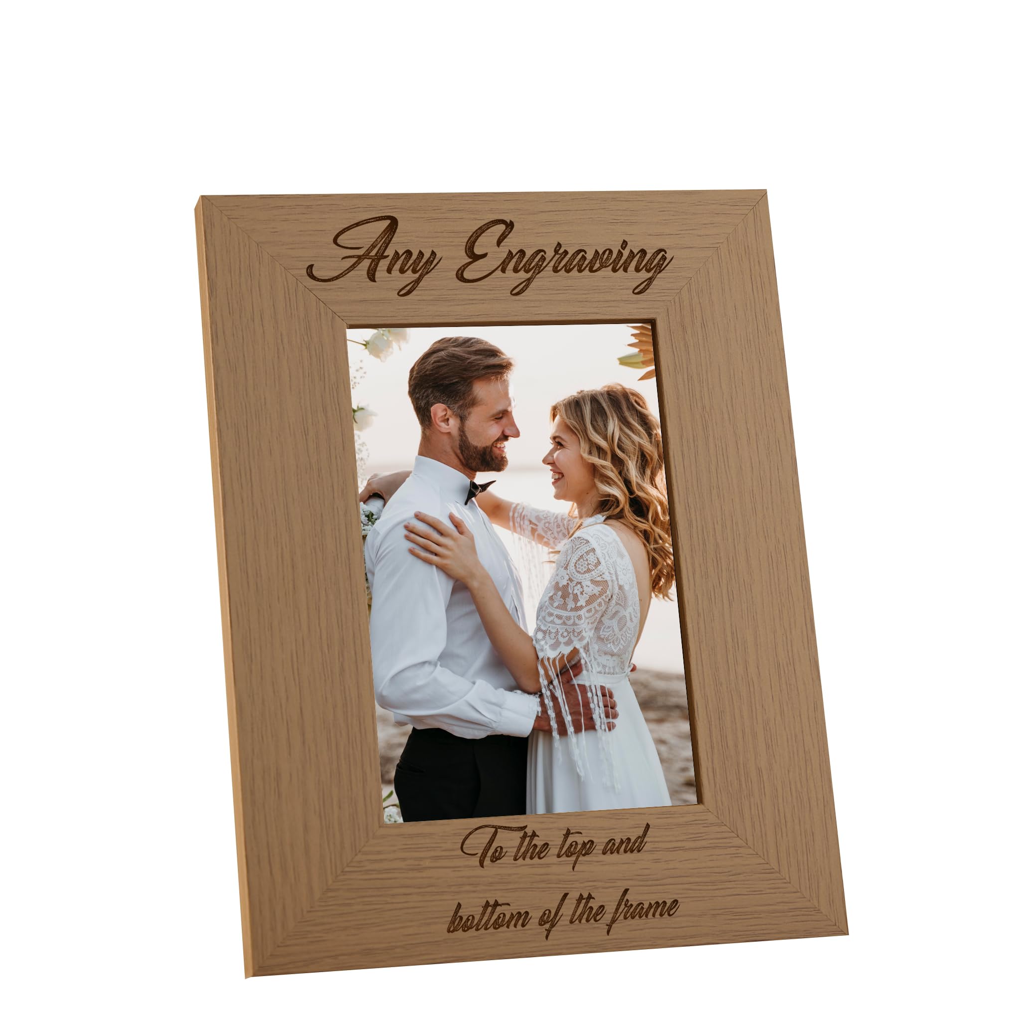 Ukgiftstoreonline Brown Personalised Wooden Photo 5 X 7 Frame Custom Engraved Any Message