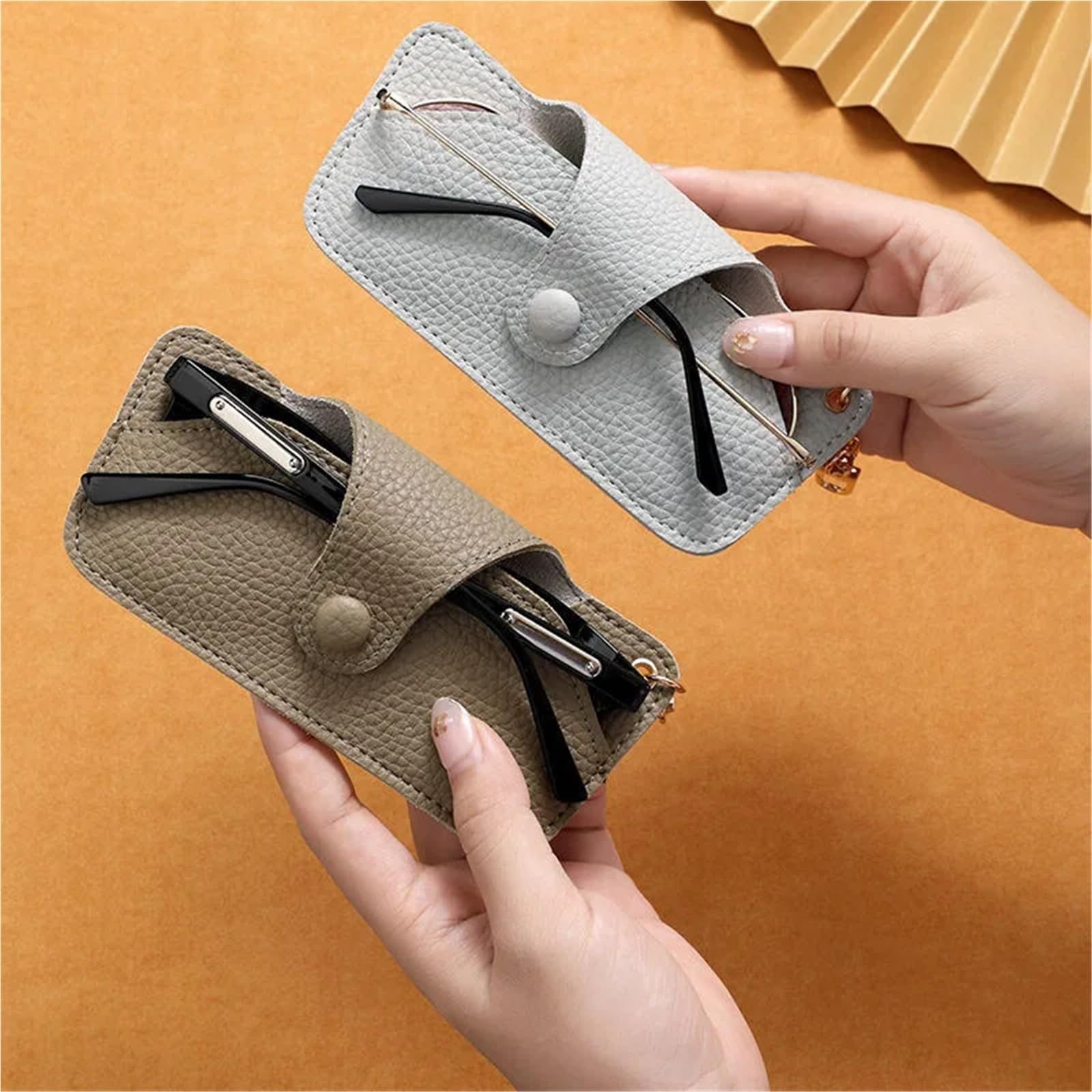 Sonnenbrillen etui Tragbare Handgefertigte Retro-Brillentasche Aus PU-Leder Mit Trageband Und Einfacher Aufbewahrungsbox für Stilvoll Tragbar