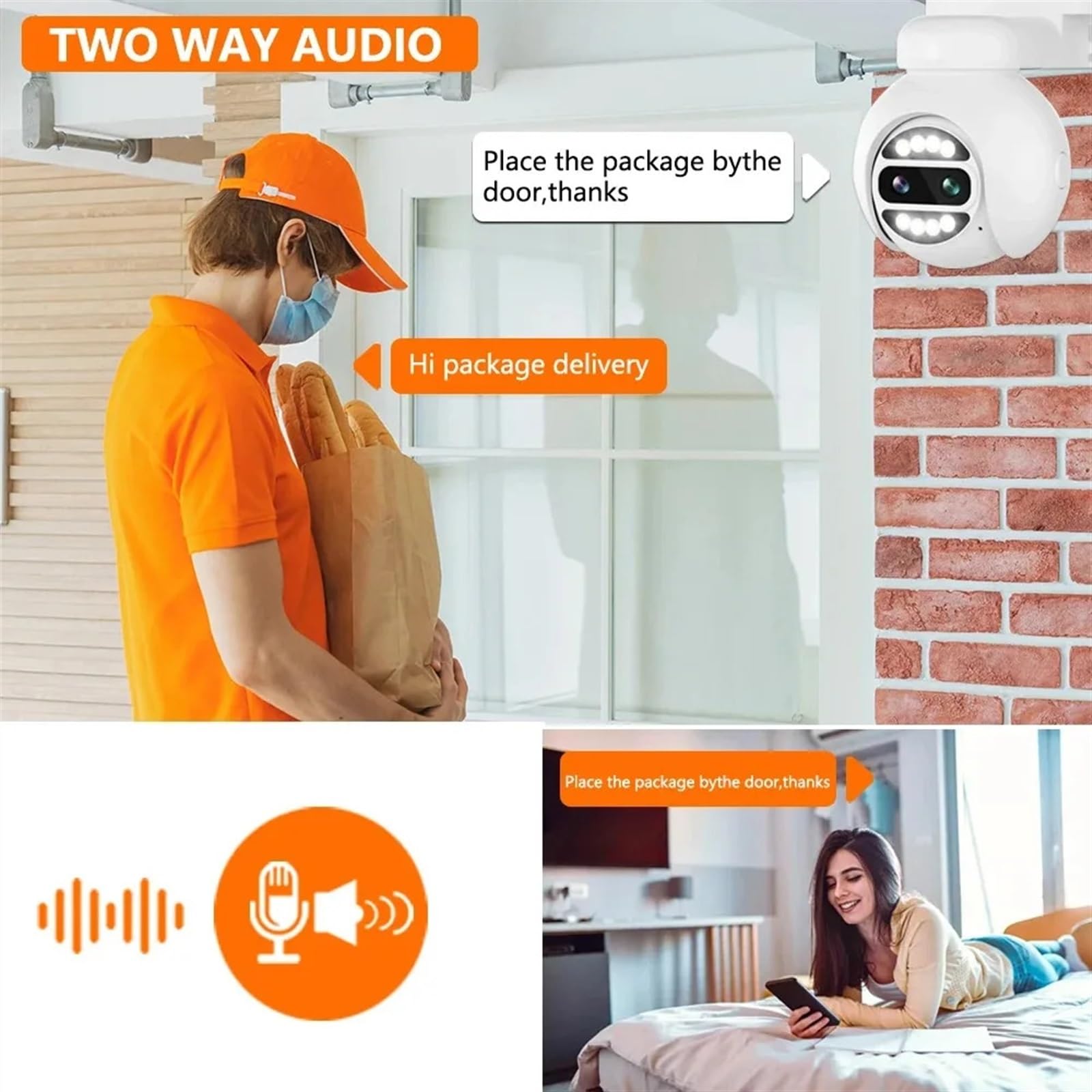 Telecamera di sicurezza, Telecamera Speed ​​Dome IP 8MP 4K PTZ Zoom 8X POE Audio bidirezionale Sicurezza esterna H.265 Slot for scheda SD Pan Tilt impermeabile(5MP Add 64G Card)