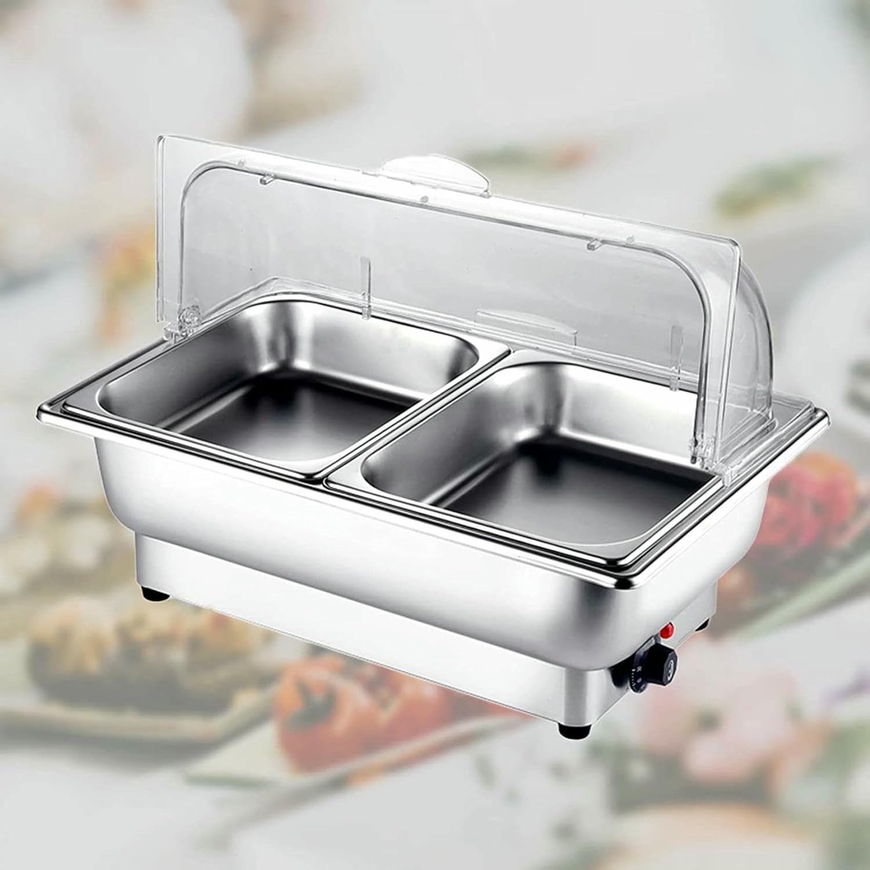 Calentador de buffet de acero inoxidable, 9 litros, ideal para catering, fiestas, hoteles, tamaño GN 1/1, perfecto para mantener la comida caliente