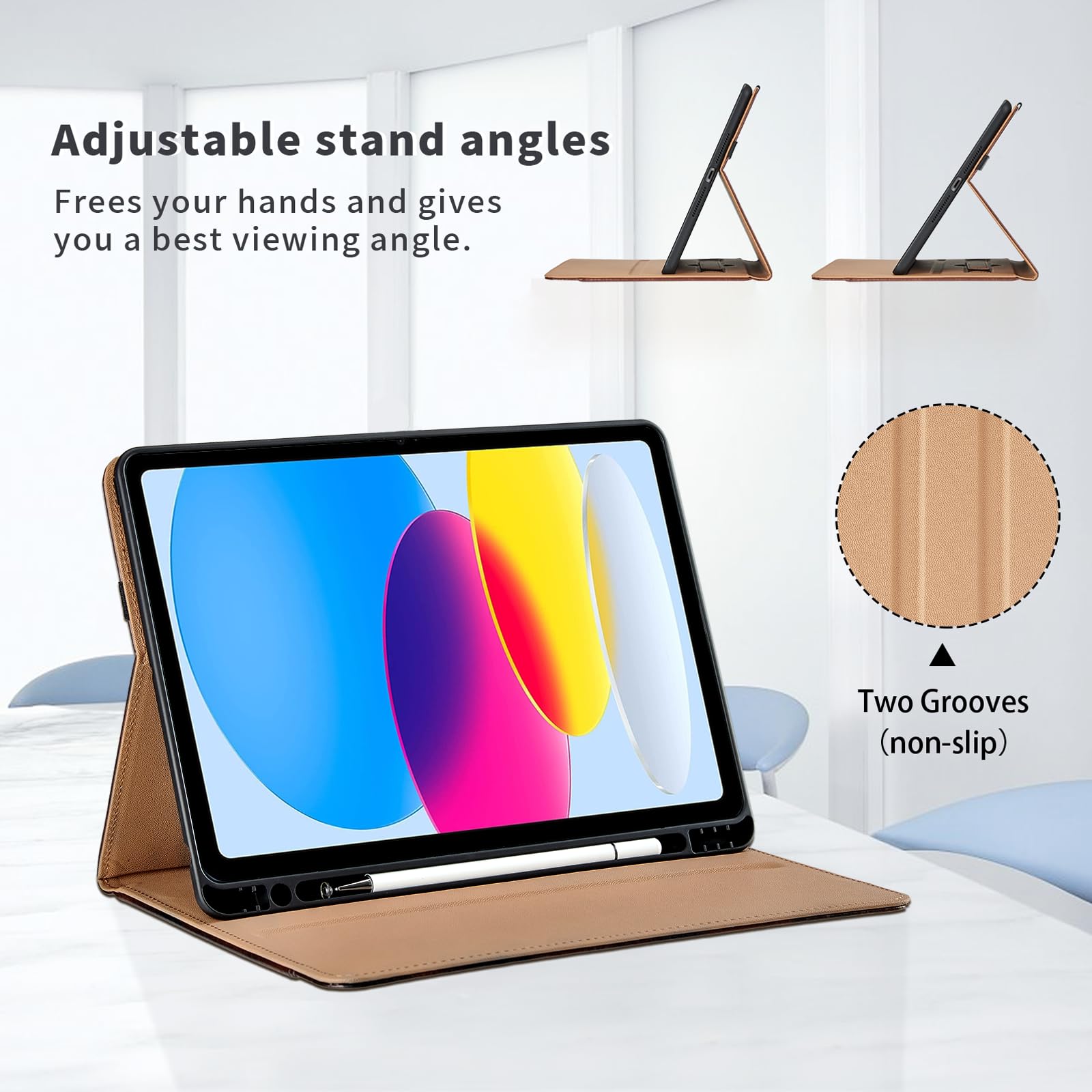 Coque IPad 10/11e Génération 2022/2025 - Housse Flip Cuir PU Avec 2 Films Verre Trempé - Veille Automatique Vert