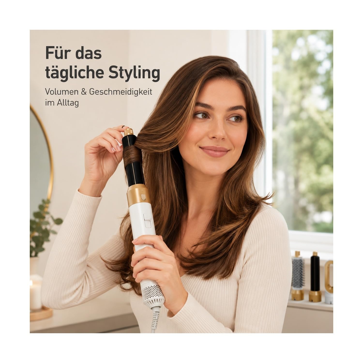 True Glow Whipl 5 in 1 Haarstyler Airstyler Warmluftbürste Locken Glätten Volumen Trocknen