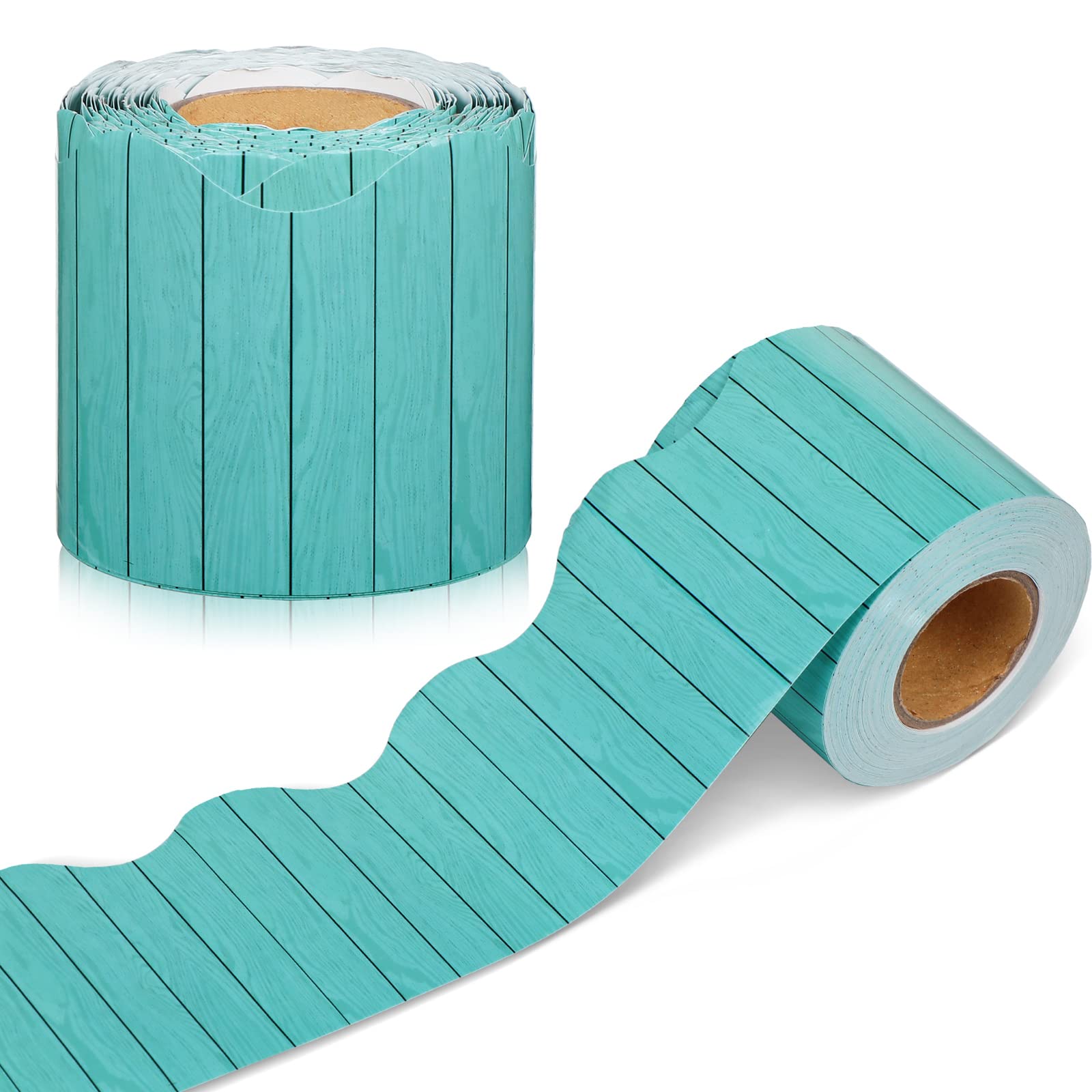 Bordure festonnée bois turquoise 20m pour embellir une décoration murale