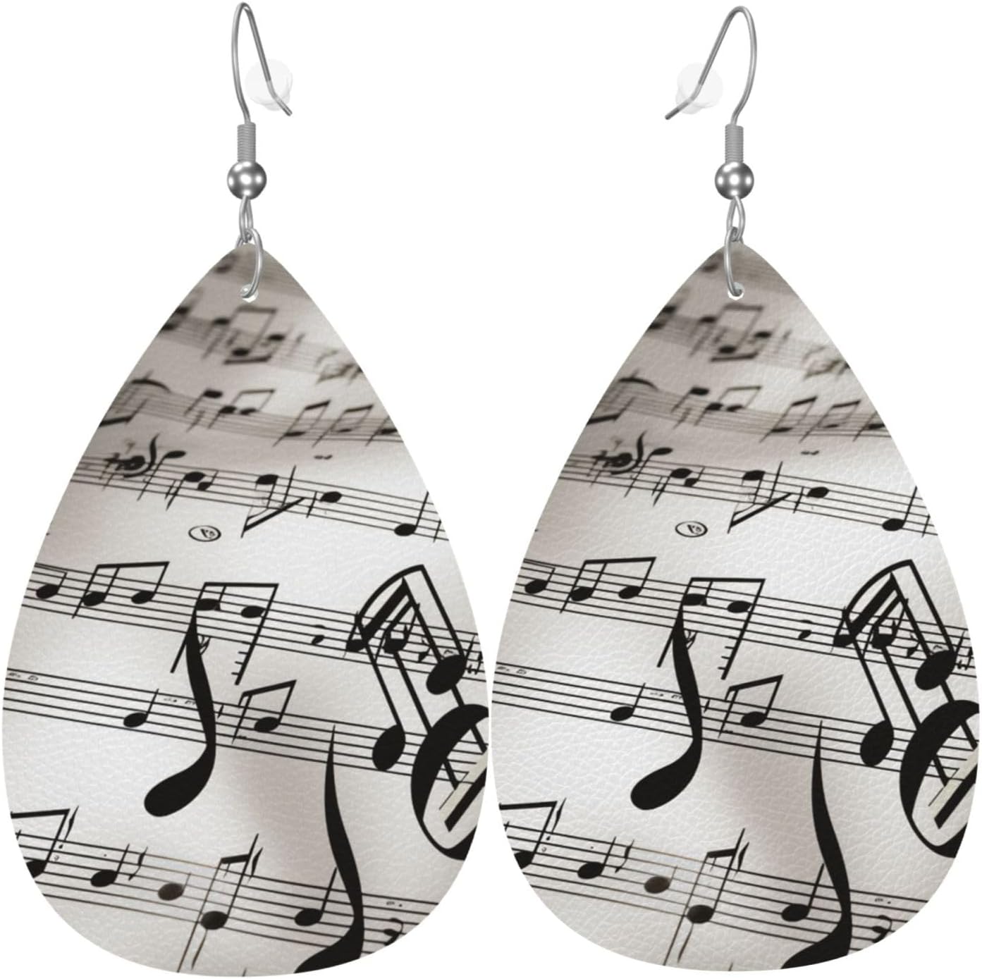 Music Notes Print Leather Earrings Set for Women Boho Lightweight Unique Dangle Earrings Bohemian Earring Teardrop Drop Fashion Accessories Gifts for Casual Outfits Parties Daily Wear