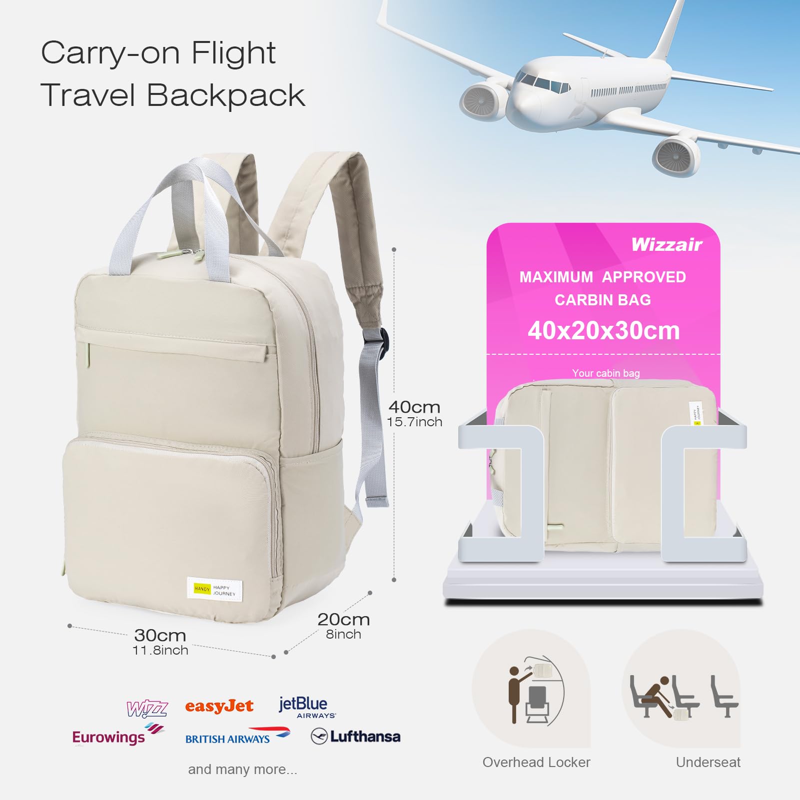 Amazon.co.jp: 小型キャビンバッグ 40x30x15 Wizzair British Airways 