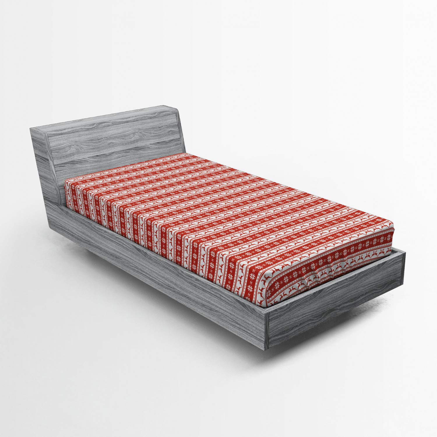 ABAKUHAUS Natale Lenzuolo con Angoli, Grunge Penguins Scatole, Comodo e Morbido Tessuto Decorativo da Letto Tasca Elastica a Tutto Tondo, 140 cm x 200 cm, Navy Blu Bianco Umber