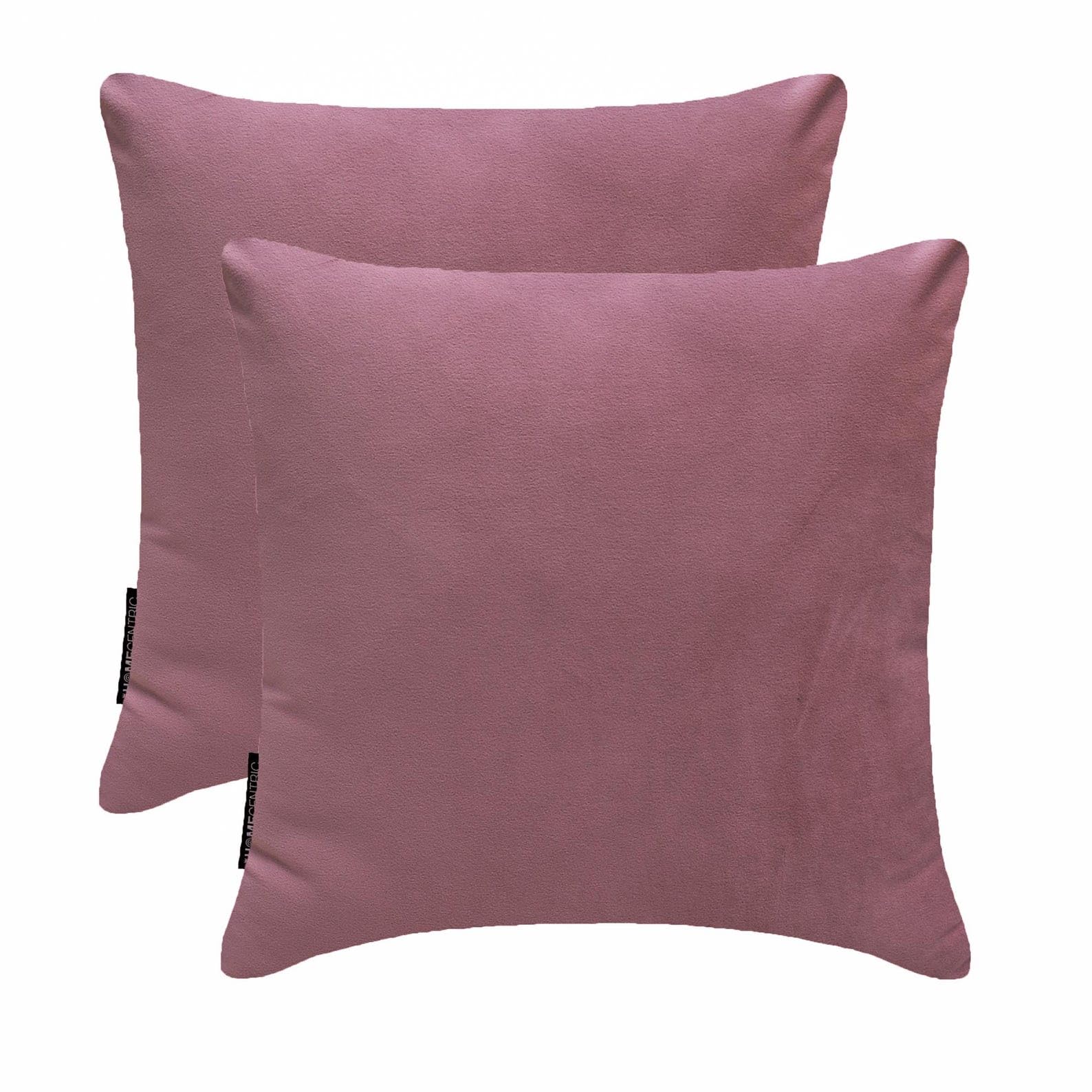Rosa oscuro Decorativo Fundas de colchón 60x60 cm | Juego de 2 Moderno Terciopelo Funda de almohada | Color sólido Fundas de almohada para sofá, dormitorio y sala de estar - Dusky Pink Velvet