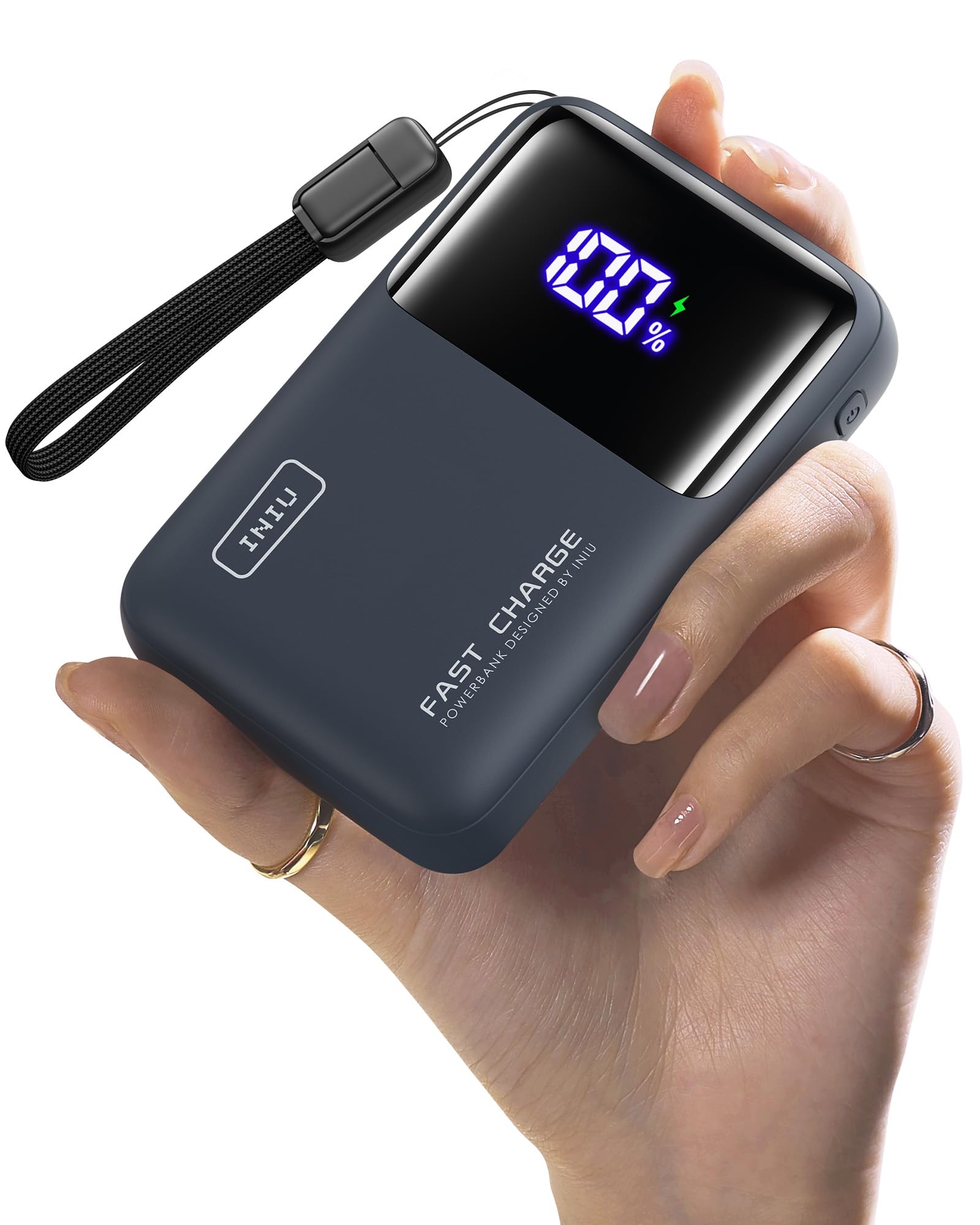 INIU Power Bank P62-E1 (Mobile Bank, 20,000 mAh, 65 W), Ultra Compact Size, Large Capacity, Fast Charging, USB-C Input/Output Ports, PSE Certified, 3 Devices Simultaneously Charging, Mobile Battery,