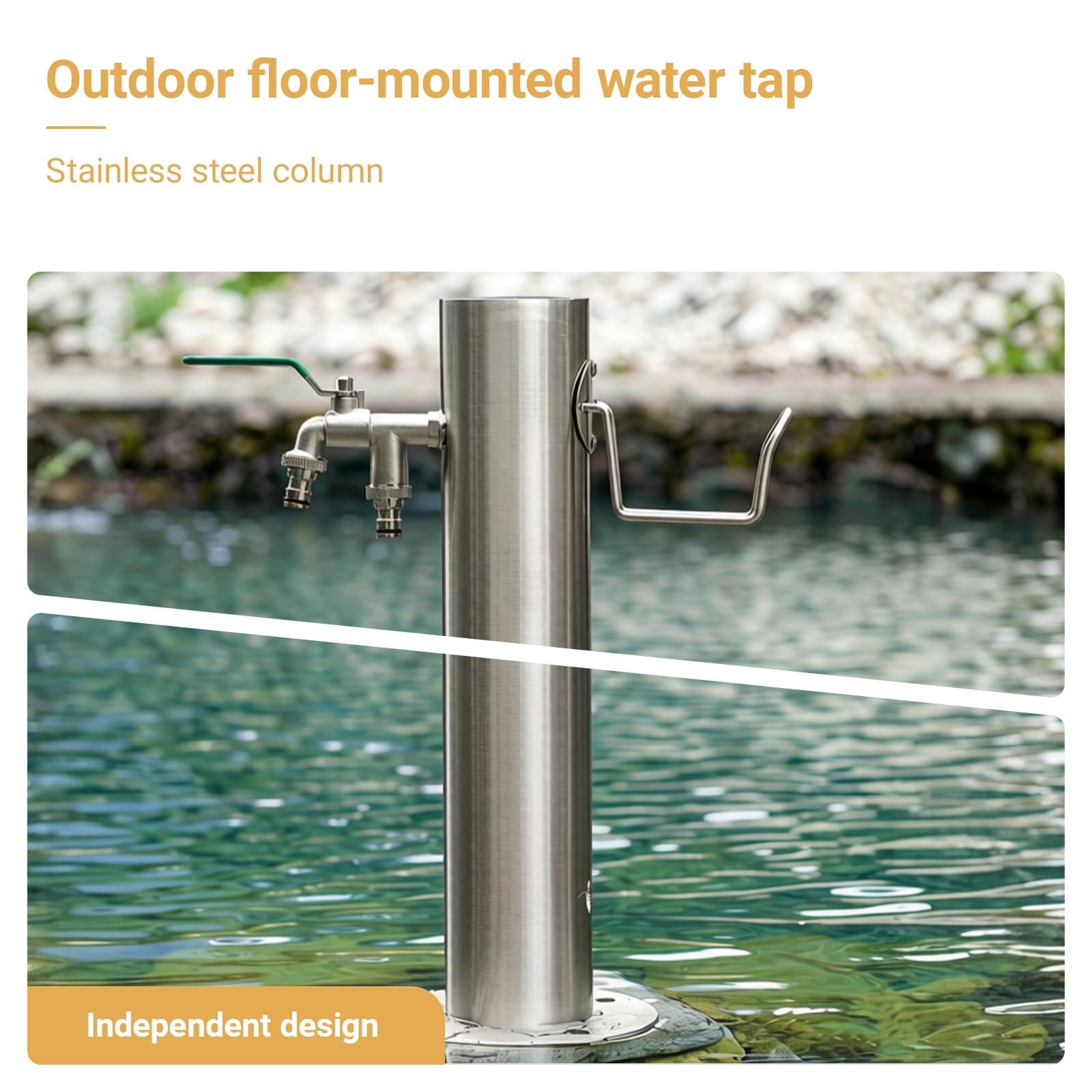 Robinet à Colonne d'eau de Type G en Acier Inoxydable - Robinet et Tuyau d'extérieur antigel pour l'irrigation, Le Lavage et Les fontaines - 50 x 20,5 cm (19,7 x 8,1 Pouces)