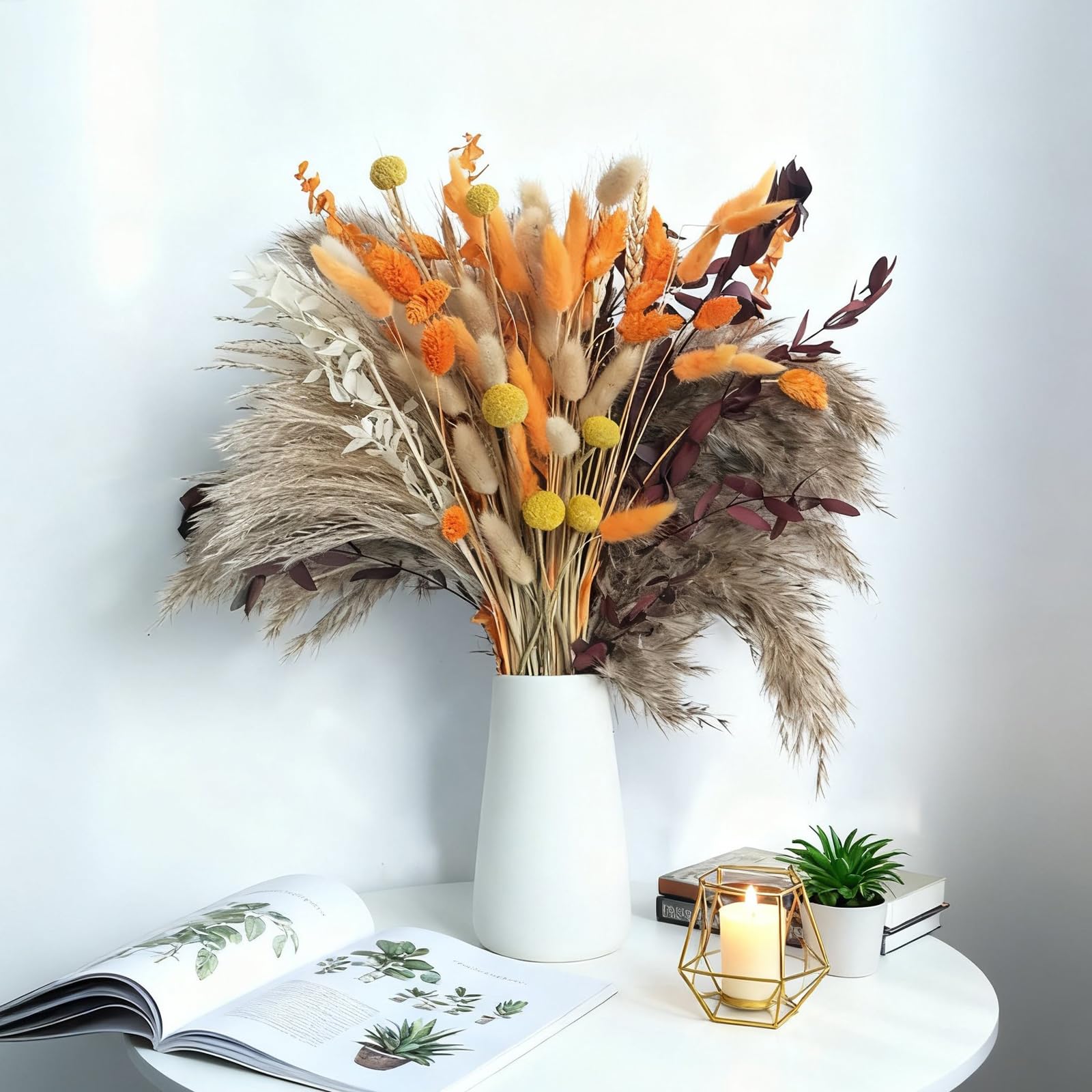 100 bouquet autunnali essiccati con erba di pampa, coda di coniglietto, lavanda e eucalipto rosso, decorazione per la casa, vaso, veranda e giorno del Ringraziamento