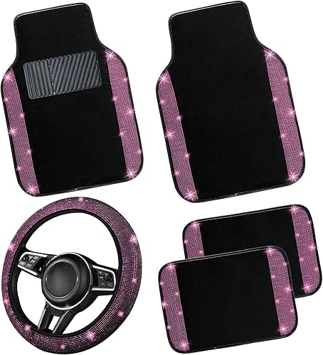 Miniatura 15 de NBTEPEM Juego completo de tapetes dorados brillantes para automóvil, ajuste universal para la mayoría de automóviles, SUV, camiones, 4 piezas