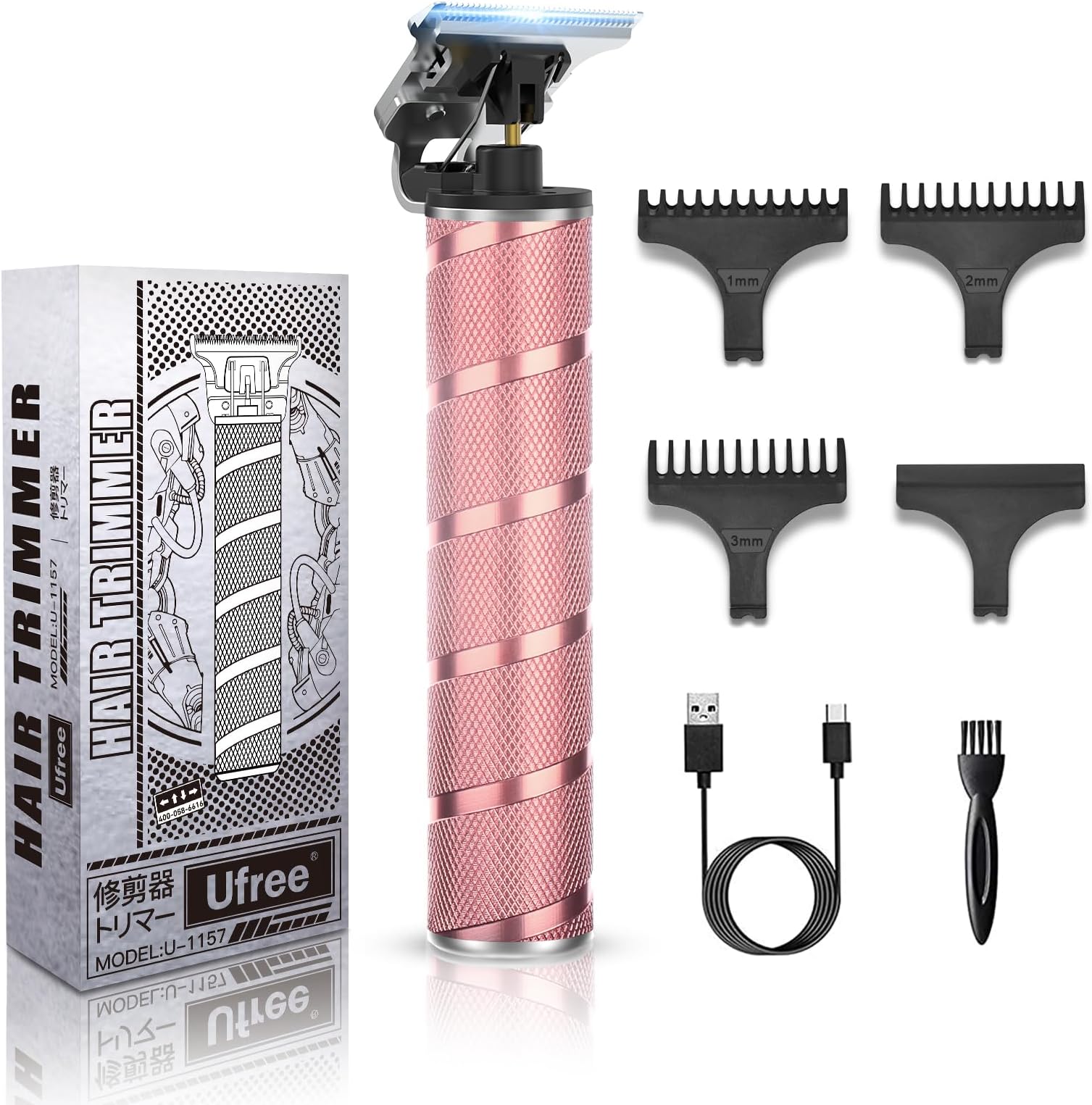 Ufree Hair Trimmer for Women, Bikini Trimmer Electric Razors Shaver for Women Grooming, Waterproof Hair Clippers Hair Cutting Kit, Gifts for Women (Rose Gold)