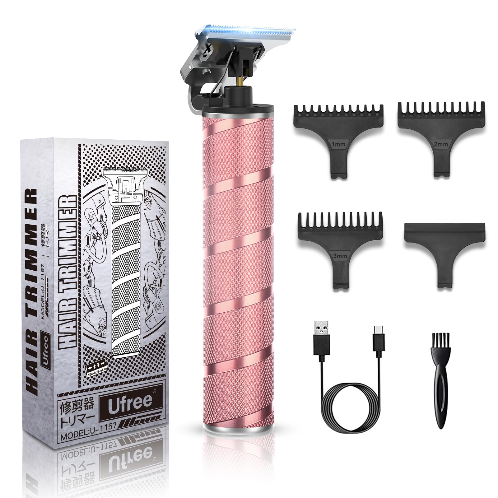 Ufree Hair Trimmer for Women, Bikini Trimmer Electric Razors Shaver for Women Grooming, Waterproof Hair Clippers Hair Cutting Kit, Gifts for Women (Rose Gold)