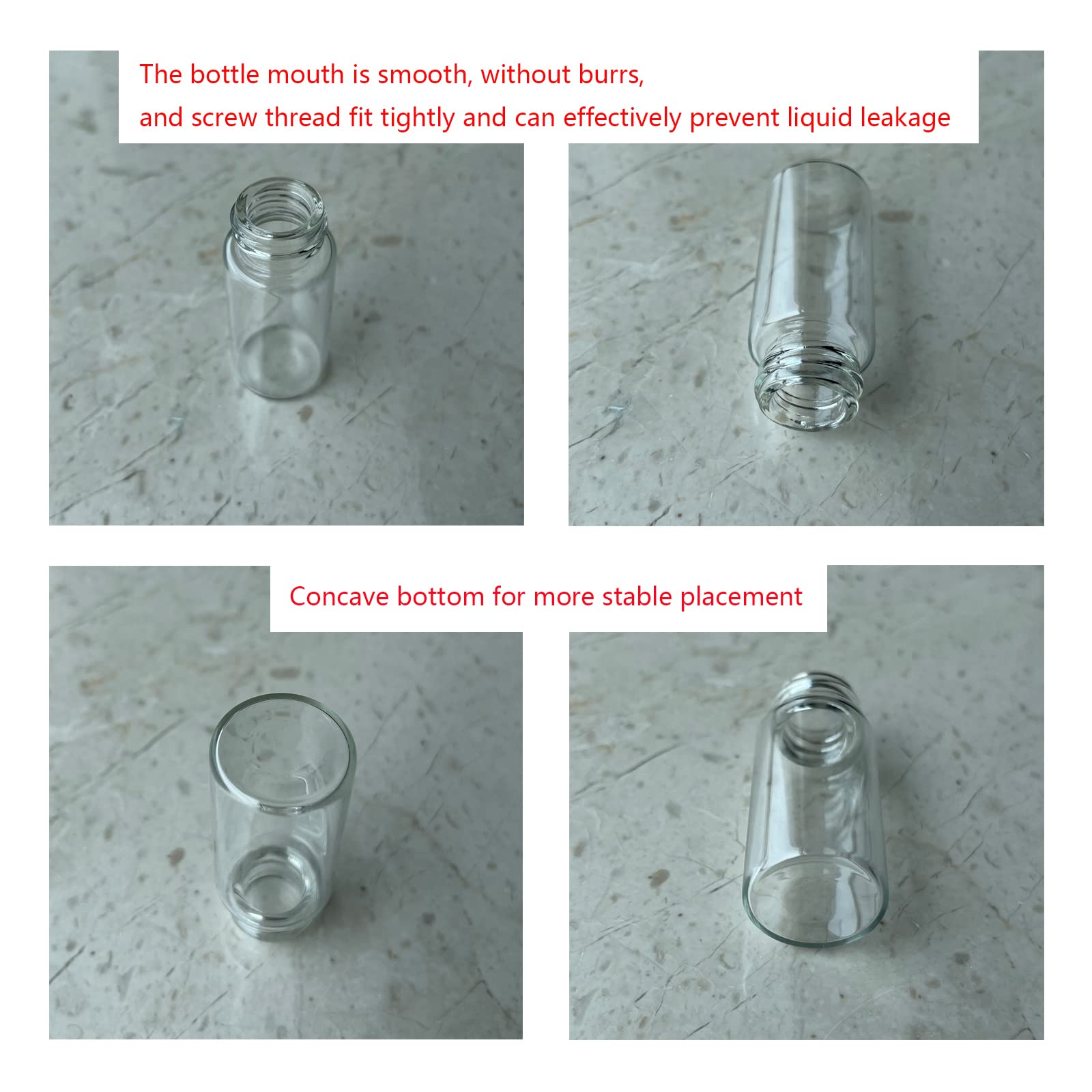 Trasparente Fiale di Vetro da 10 ml con Tappi a Vite e Tappi di Plastica, Flacone del Campione di Liquido Piccolo, Flacone a Prova di Perdite, 50 Pezzi
