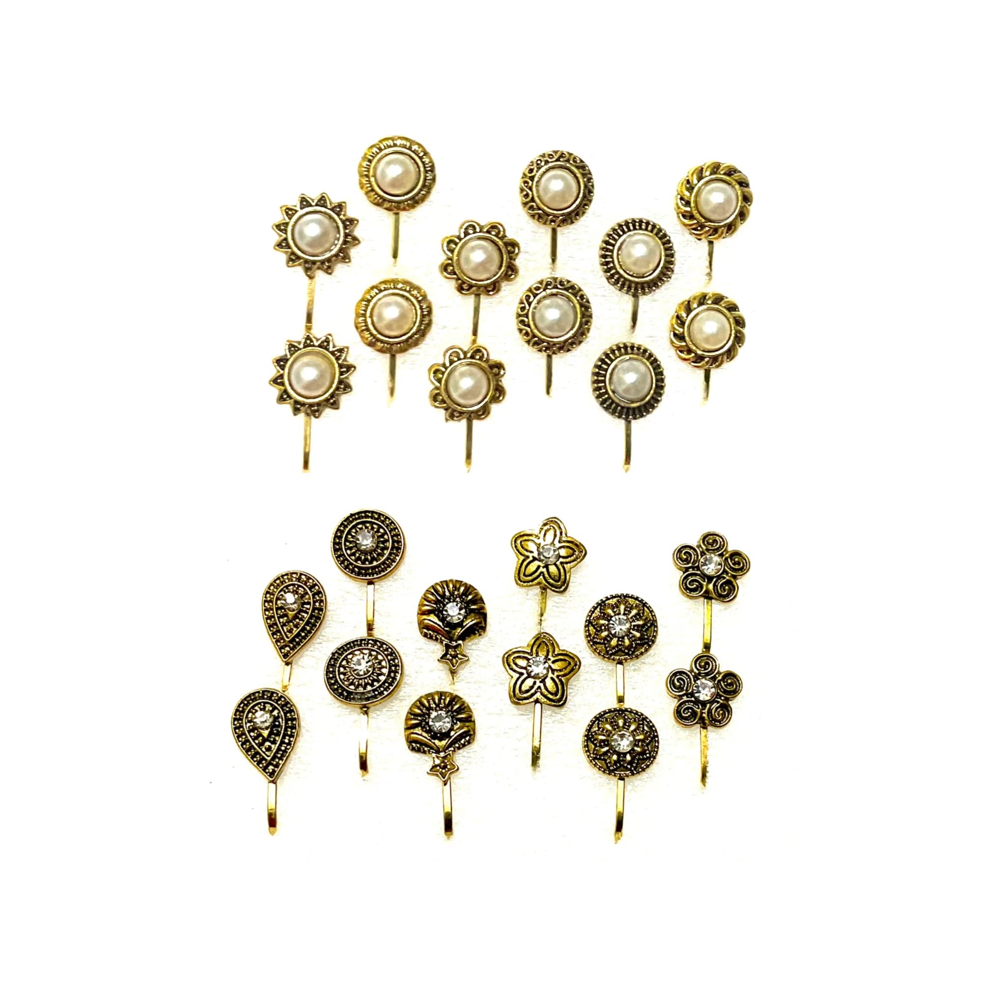 Lai Lai Oxidised Golden Without Piercing Nose Pin For women and girls Black Metal German Silver Nose Pin Unique Nose Pin Stud (6 pcs) (B0CXML56J1) Amazon Price History, Amazon Price Tracker