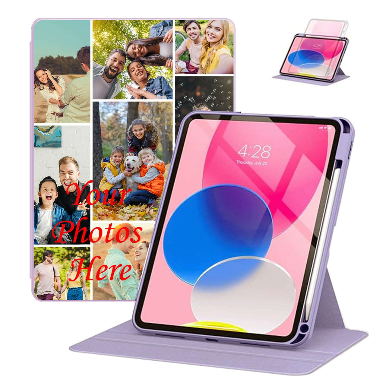Personalized Case for iPad Air 11-inch (2024/2025), iPad Air 10.9-Inch 5th/4th Gen (2022/2020), 360 Degree Rotate Stand Protective Multi-Picture Case