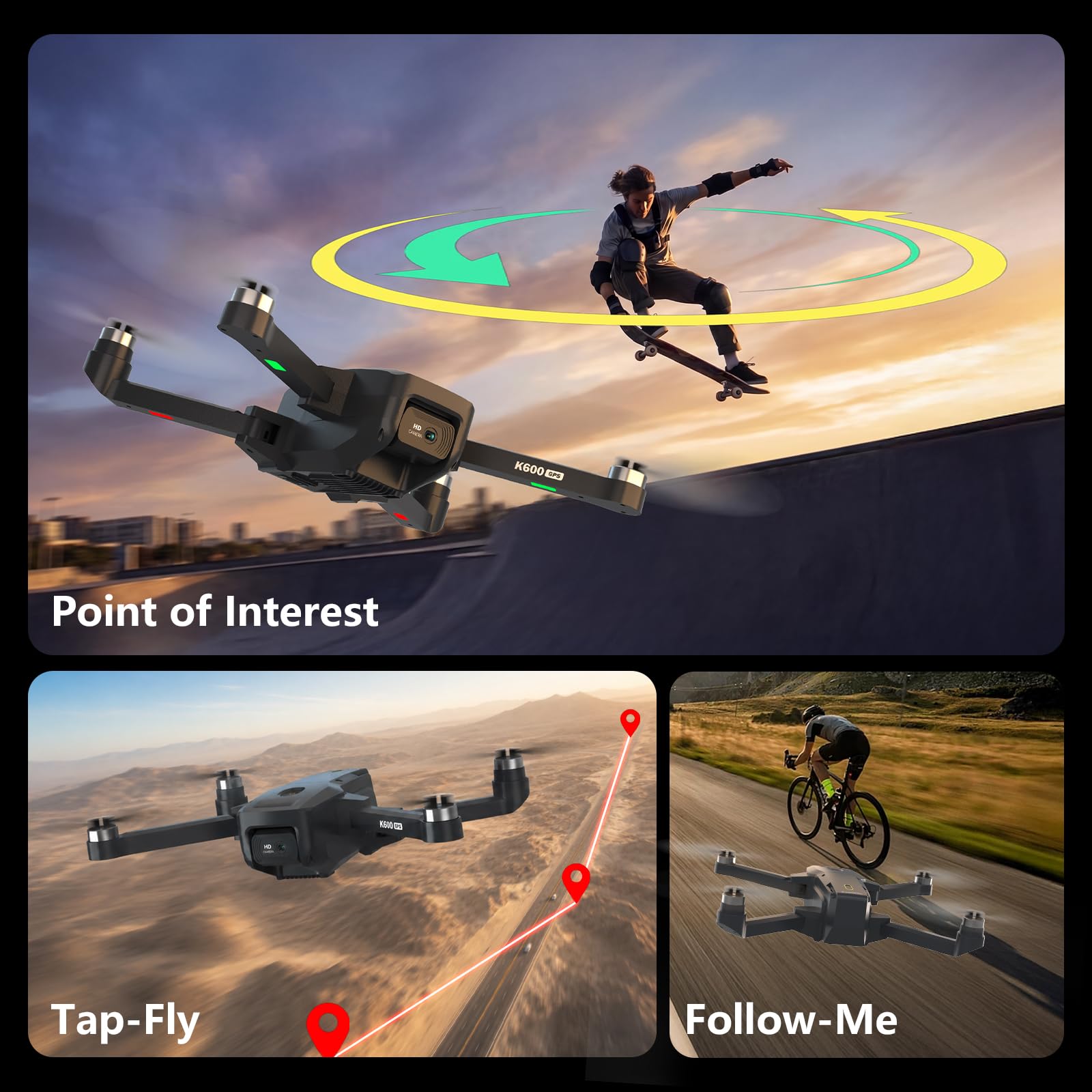 Dron GPS con Cámara EIS 4K, Pantalla FPV 4,5", Transmisión 5GHz, Dron Plegable con Motor Sin Escobillas, Retorno Automático, Sígueme, Control Gestual, para Adultos/Niños/Principiantes, Menos de 249g