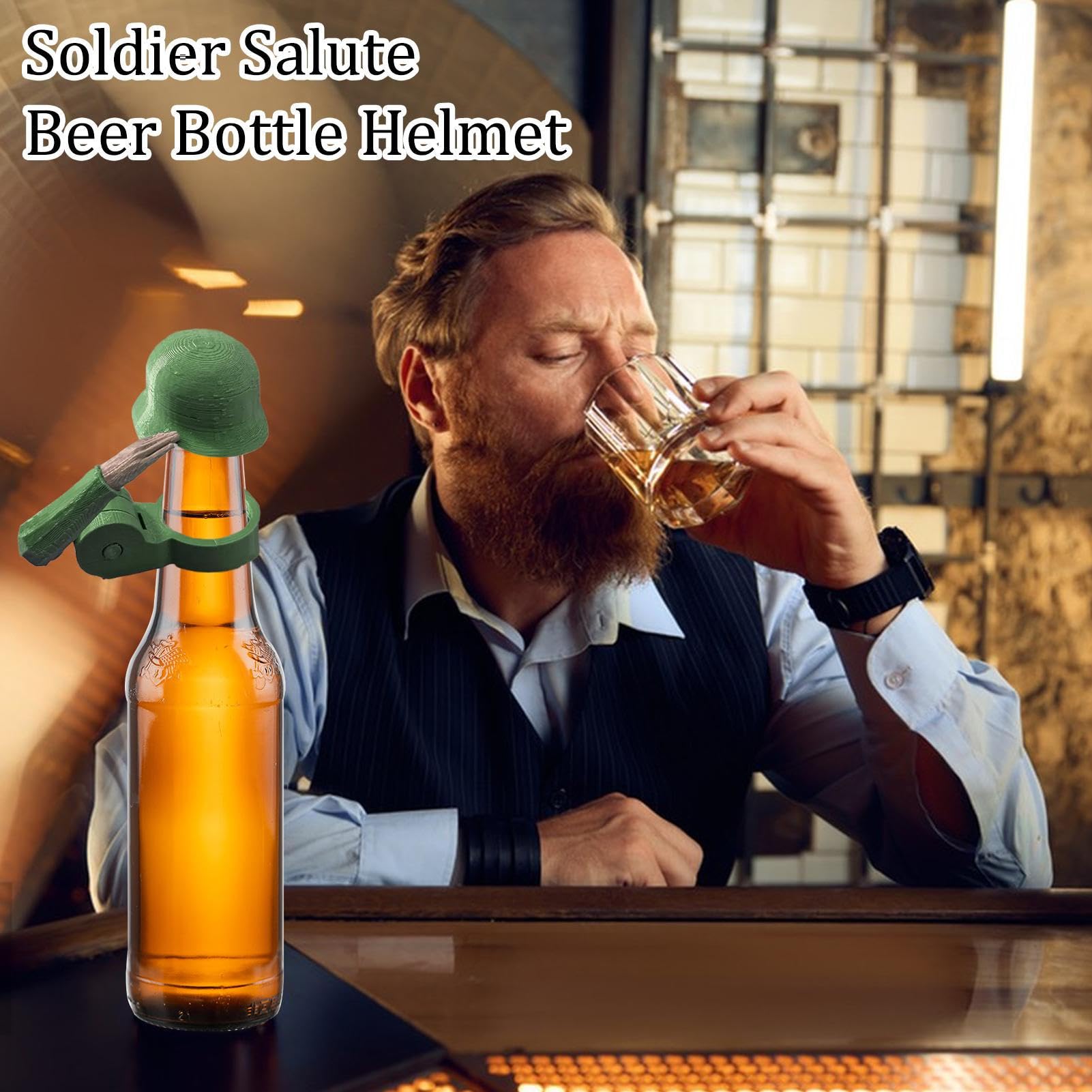 Soldier Salute, casco da birra, riutilizzabile, tappo per bottiglie di birra, per artigianato, barbecue, bar, veterani, amanti dei soldati attivi (3