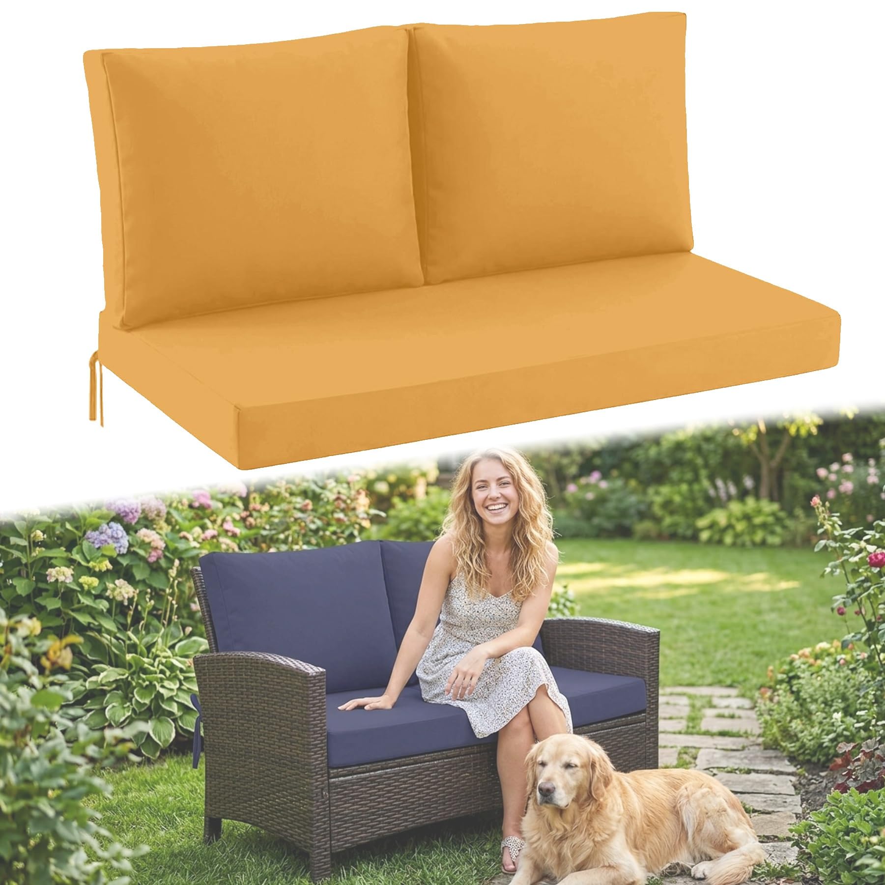 Coussins pour canapé de jardin imperméables lot de 3 grandes dimensions anti-UV
