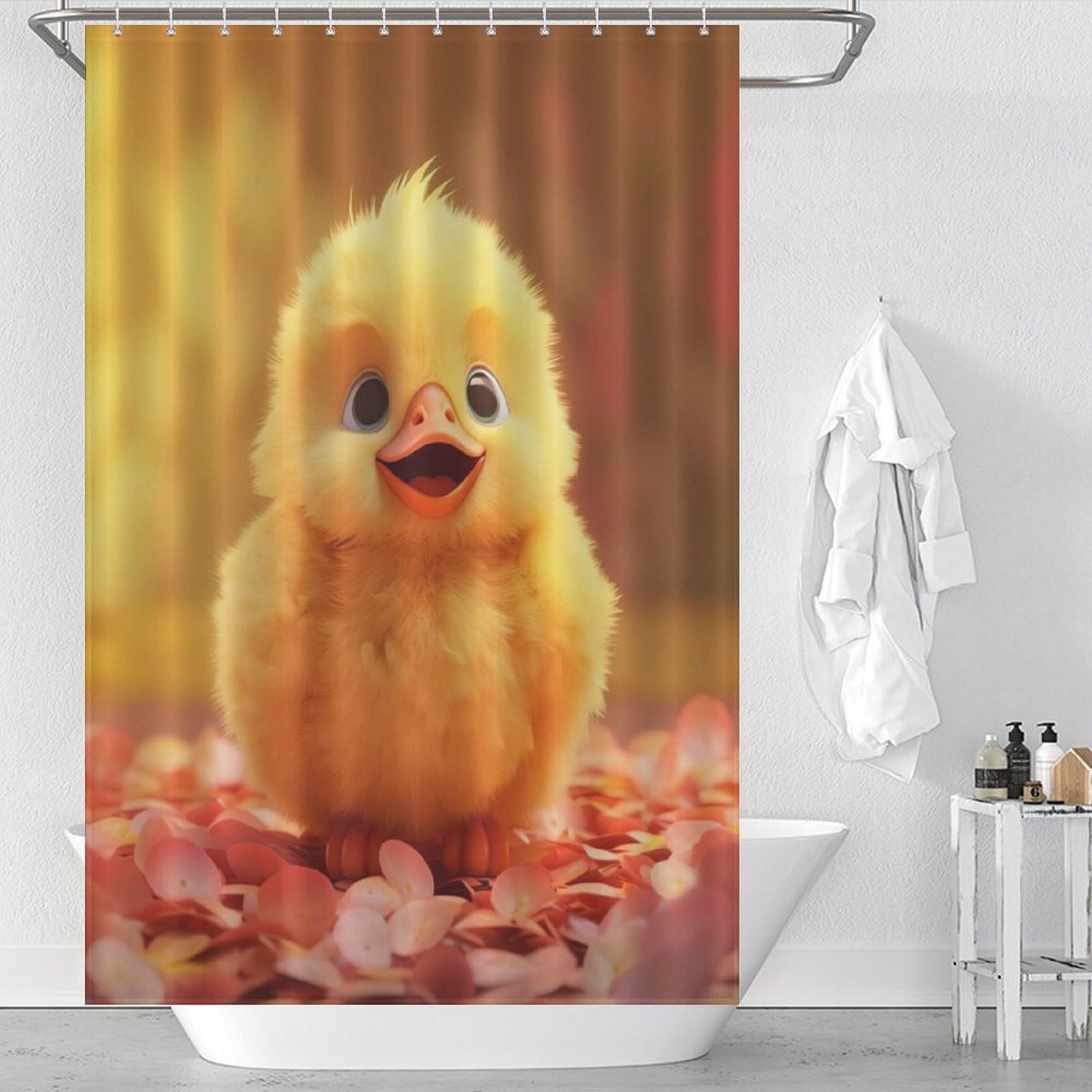 Eviter les éclaboussures avec le rideau de douche canard imperméable en tissu polyester lavable