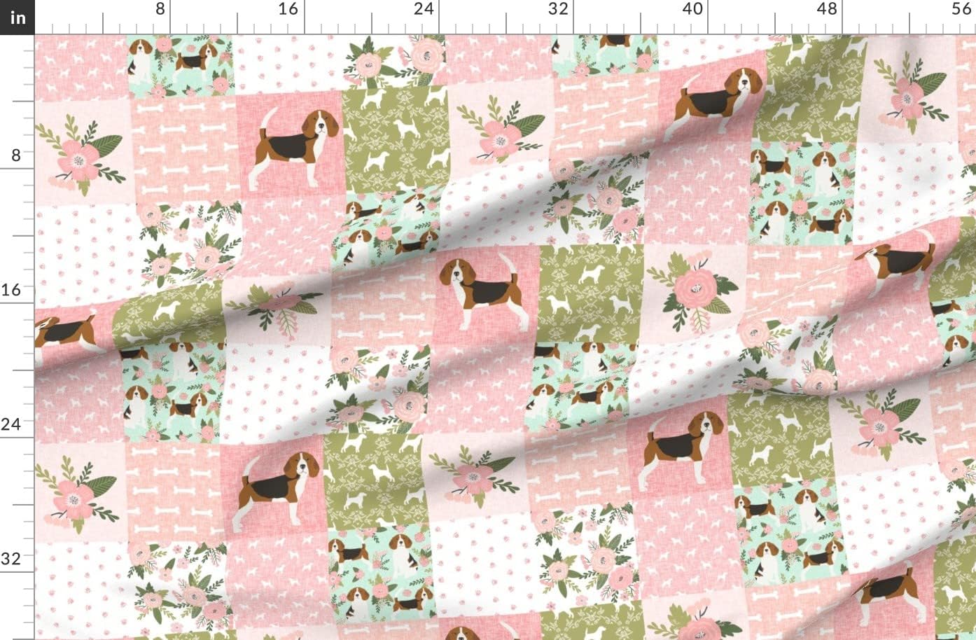 Spoonflower Fabric - Beagle Pet Quilt Dog Breed Cheater Wholecloth Dogs Nursery Friendly Printed on Organic Cotton Sateen Fabric by The Yard - Sewing Quilting Apparel Home Decor