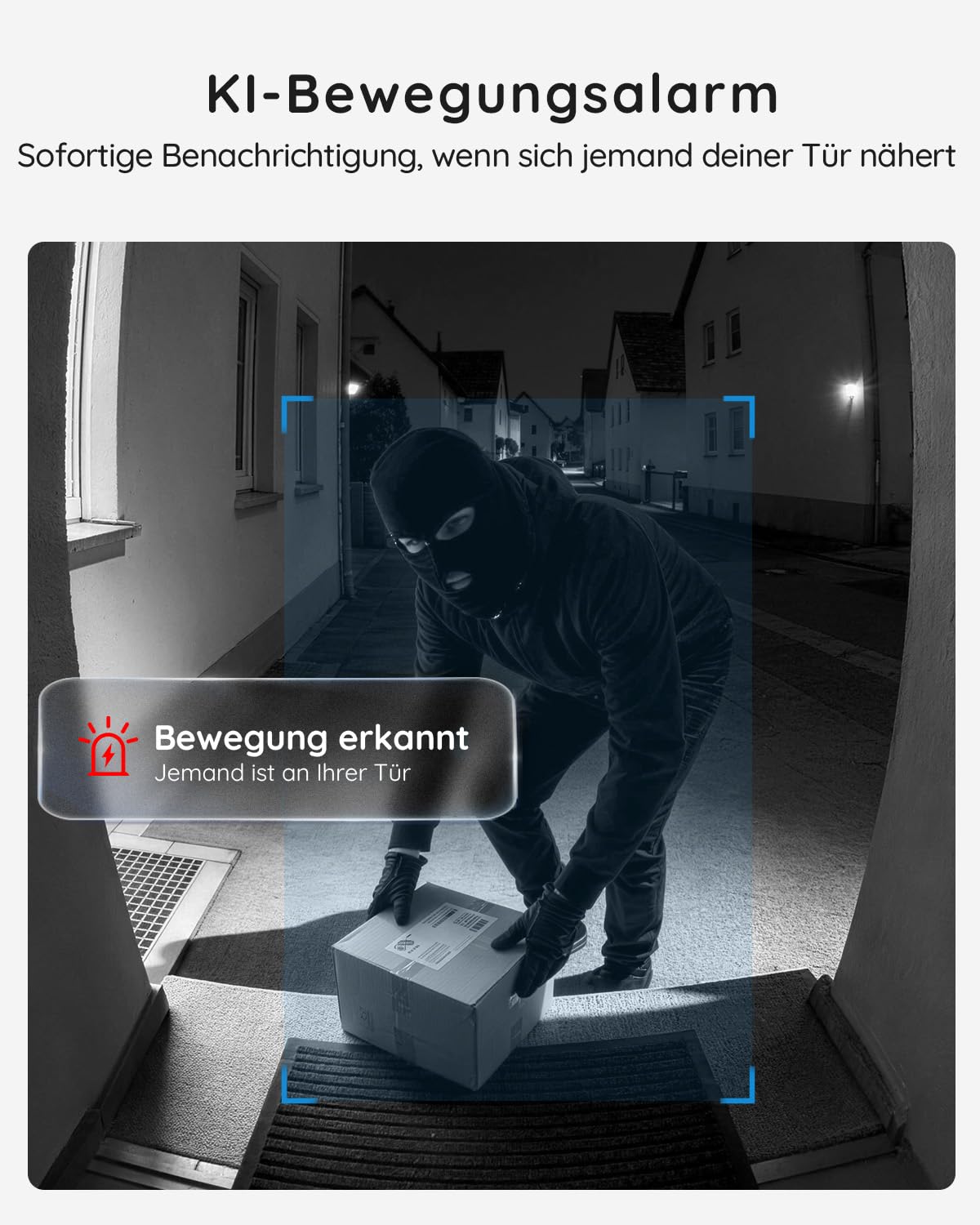 BOIFUN WLAN Video Türklingel mit Kamera, Ultra-HD-Funkklingel mit Kamera,Alexa-kompatibel, Nachtsicht, PIR Bewegungserkennung, 2-Wege-Audio, SD- & Cloud-Speicher, mit Chime, 2.4GHz, Schwarz