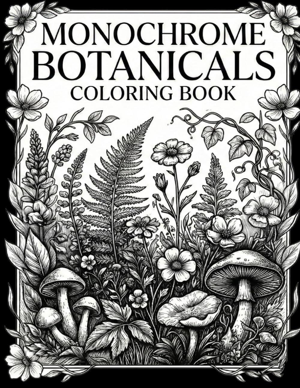 Monochrome Botanicals Coloring Book: A Relaxing Collection of Simple & Bold Floral Designs and Nature Scenes for Stress Relief and Mindfulness