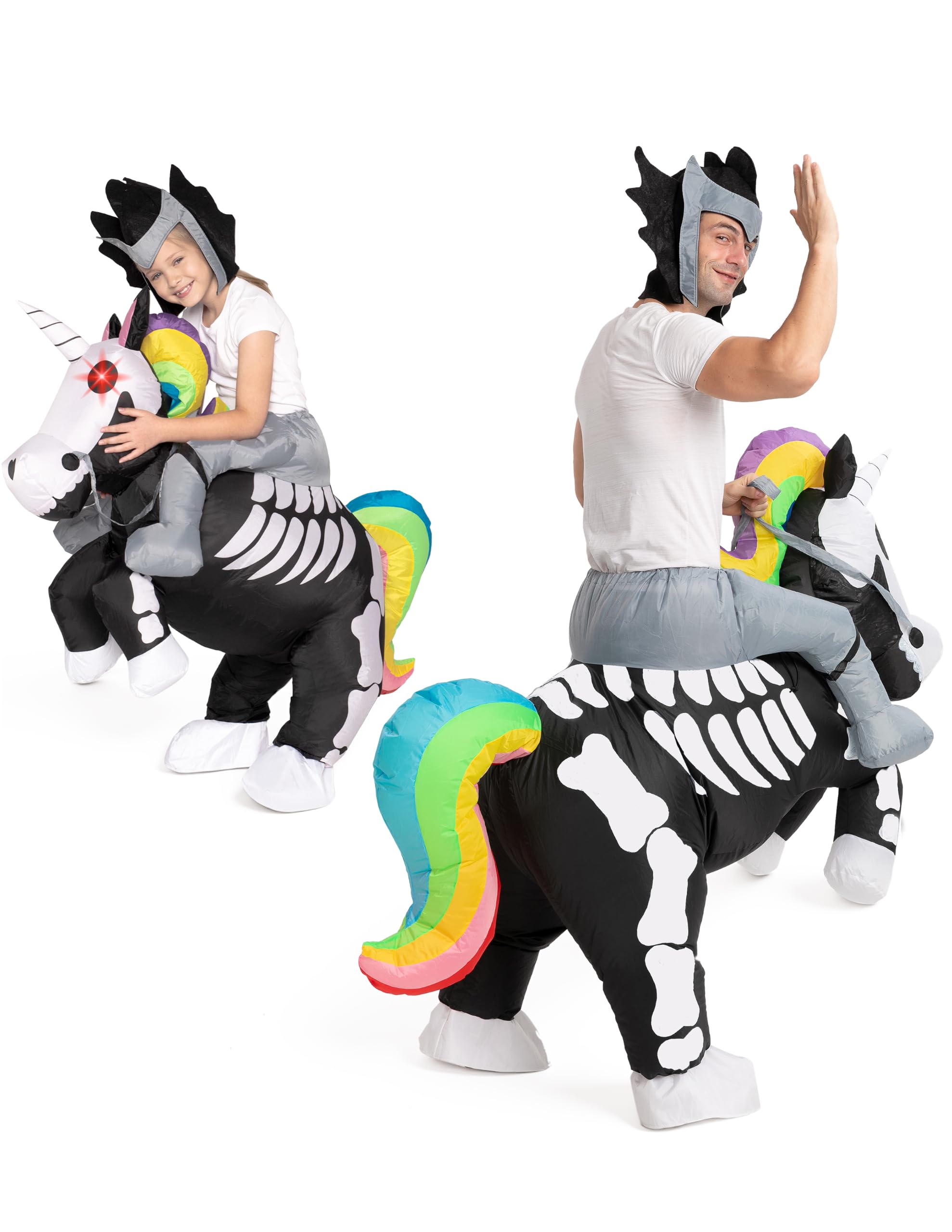 Spooktacular Creations Nadmuchiwany kostium na Halloween Ride A Skeleton Unicorn Ride On nadmuchiwany kostium - dorosły unisex jeden rozmiar