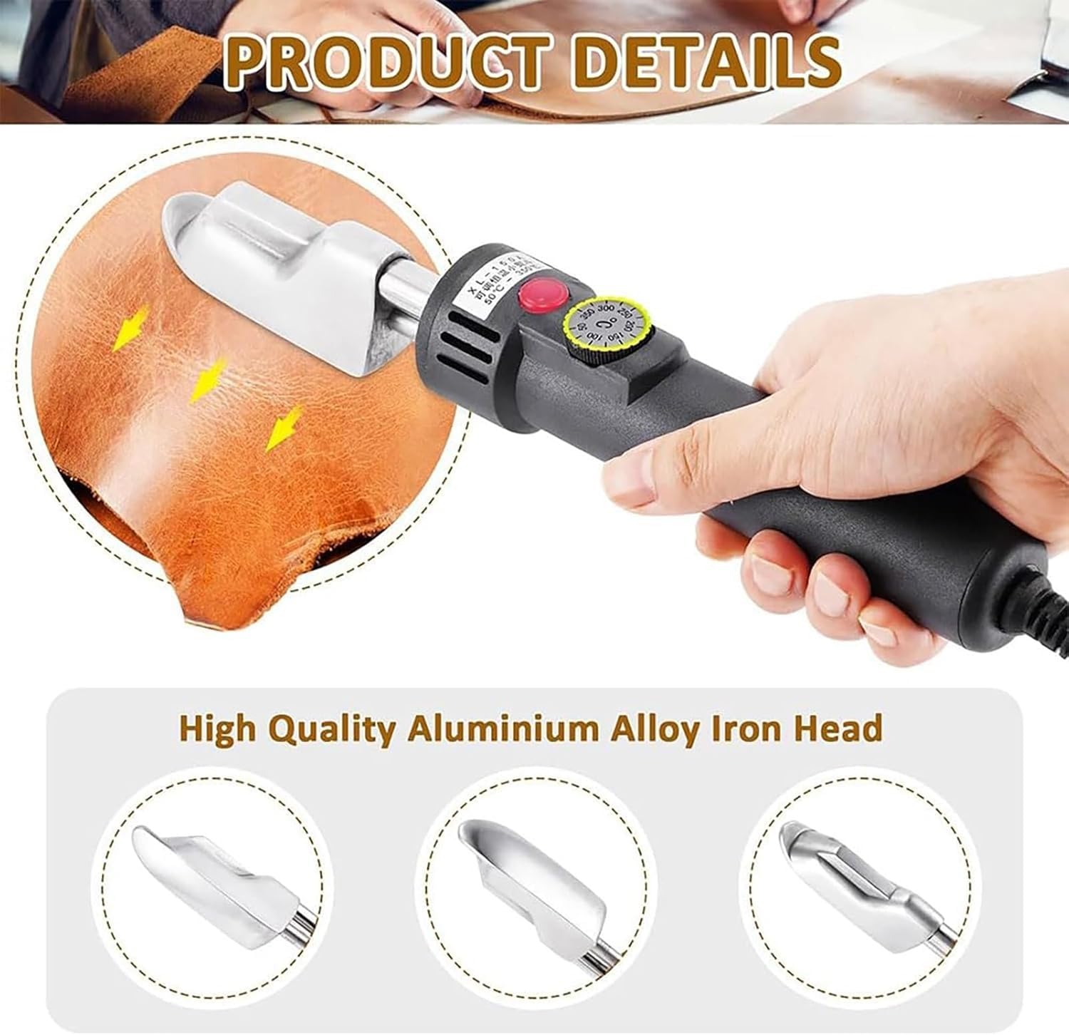 Ferro Da Stiro Elettrico For Pelle, Mini Ferro Da Stiro For Pelle Con Display Digitale, Ferro Da Stiro Termostatico Con Cavo Da 150 W, Con Temperatura Regolabile Da 50 A 350 °C