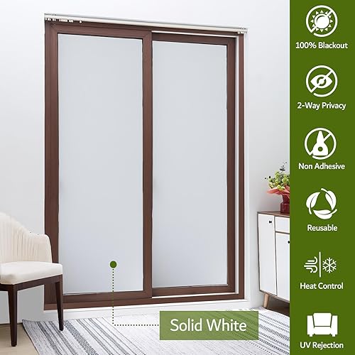 Miniatura 3 de VELIMAX Película opaca blanca para ventana, cubierta de ventana 100% bloqueo de luz, vinilo opaco para ventanas, película de privacidad para