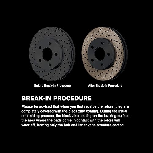Miniatura 3 de Para Mitsubishi Montero PowerSport 1990-1996 Kit de rotores de freno perforados en cruz de zinc negro + pastillas de freno de cerámica