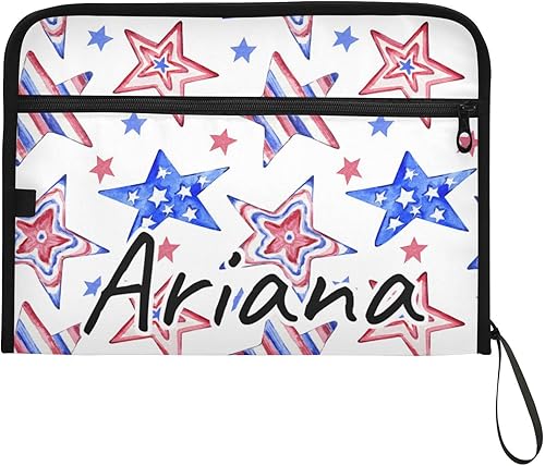 Miniatura 7 de Custom American Flag Blue Stars Expanding File Folders 13 Pockets Accordion File Folder with Labels Personalized Paper File Organizer Customized